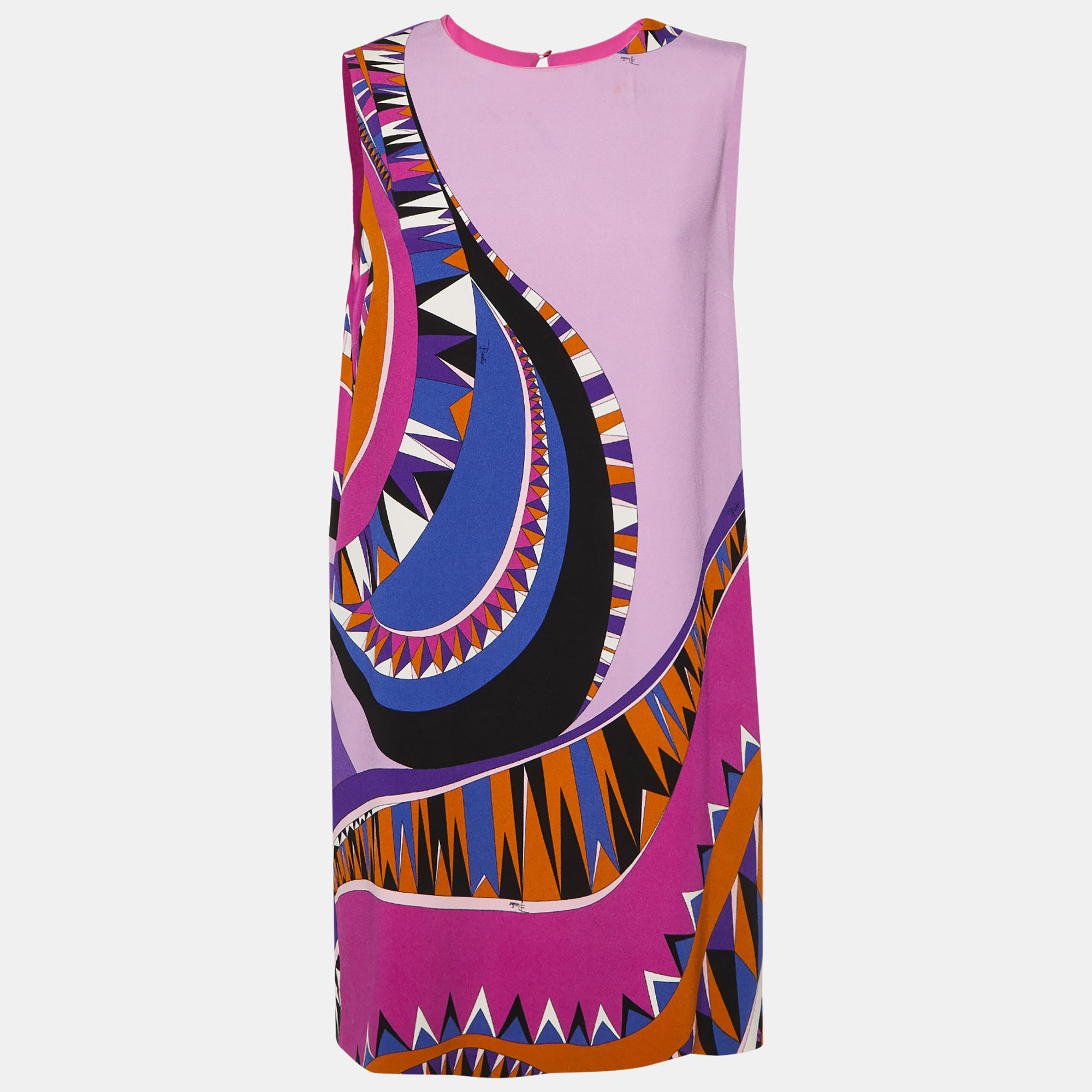 

Emilio Pucci Purple Geometric Print Crepe Sleeveless Shift Dress M