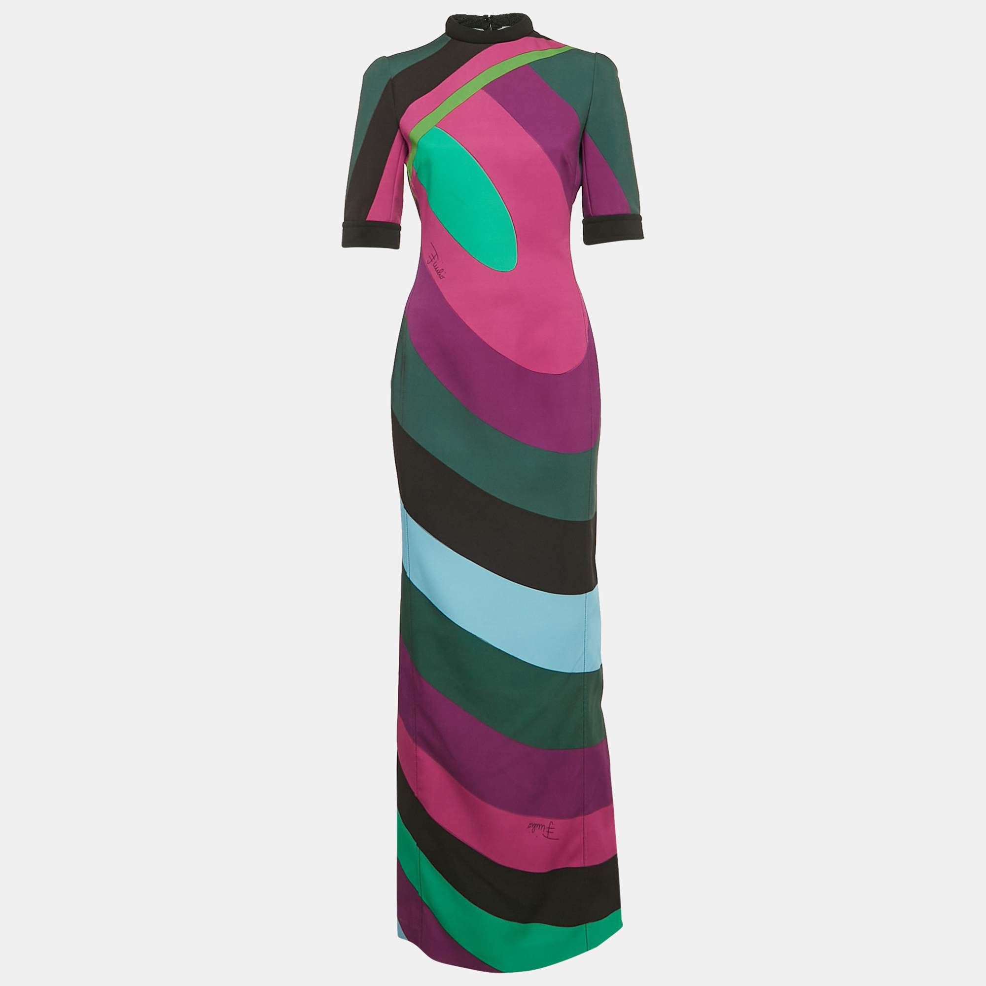 

Emilio Pucci Multicolor Abstract Print Crepe Maxi Dress M