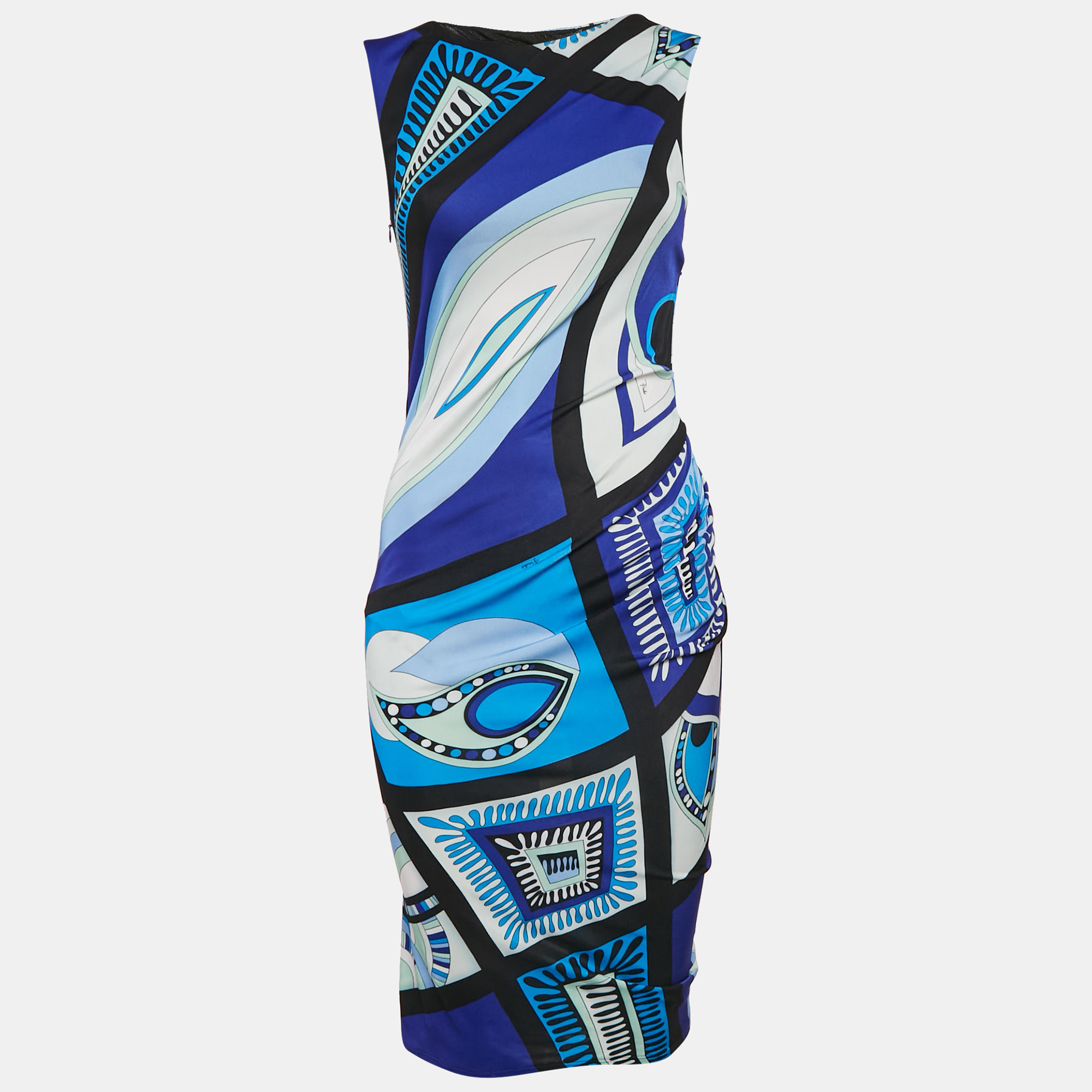 

Emilio Pucci Blue Iride Print Jersey Sleeveless Dress M