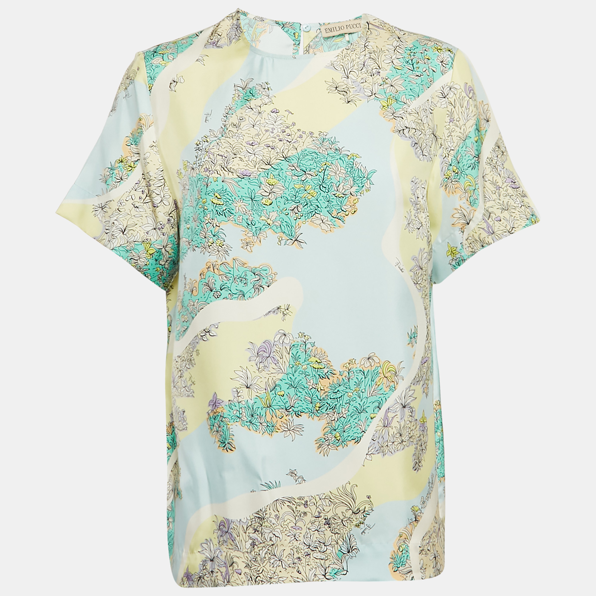 

Emilio Pucci Multicolor Floral Print Silk Top S