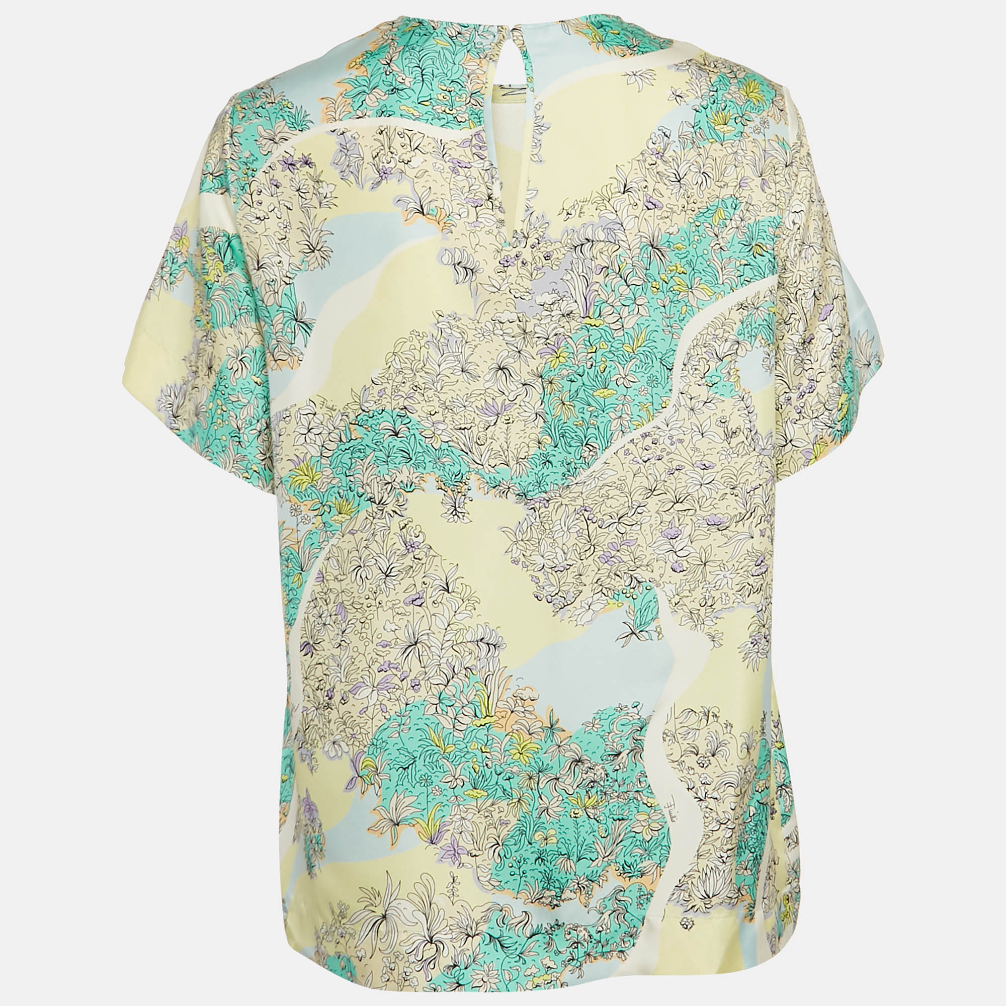 Emilio Pucci Multicolor Floral Print Silk Top S 