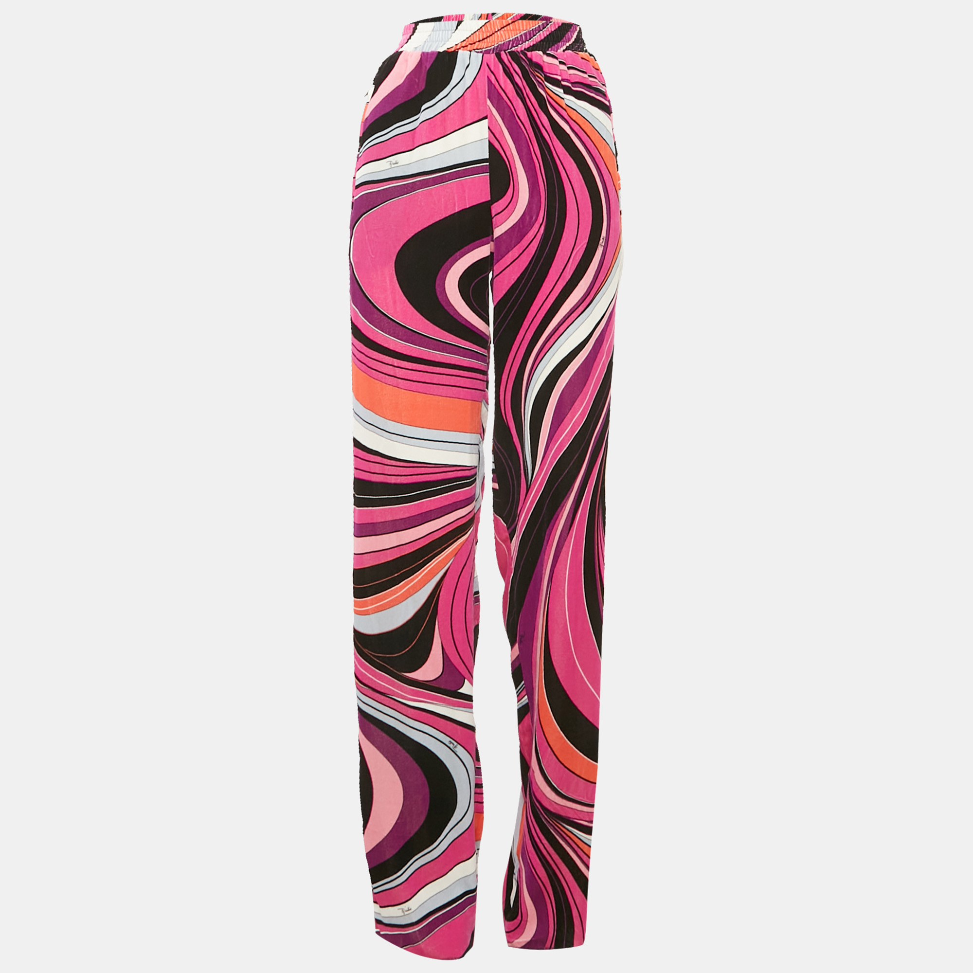 

Emilio Pucci Pink Printed Velvet Trousers M