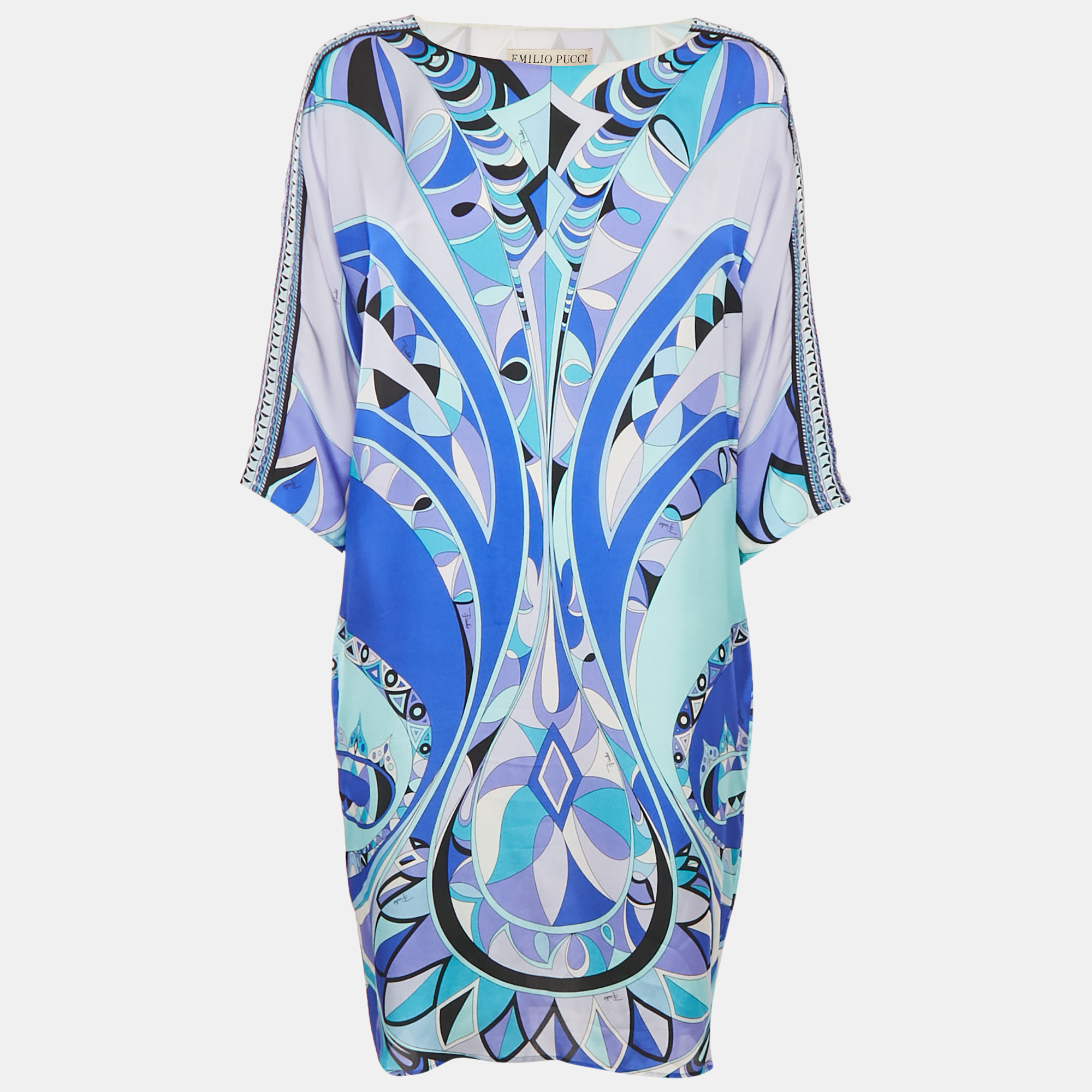 

Emilio Pucci Blue Printed Silk Satin Short Dress S