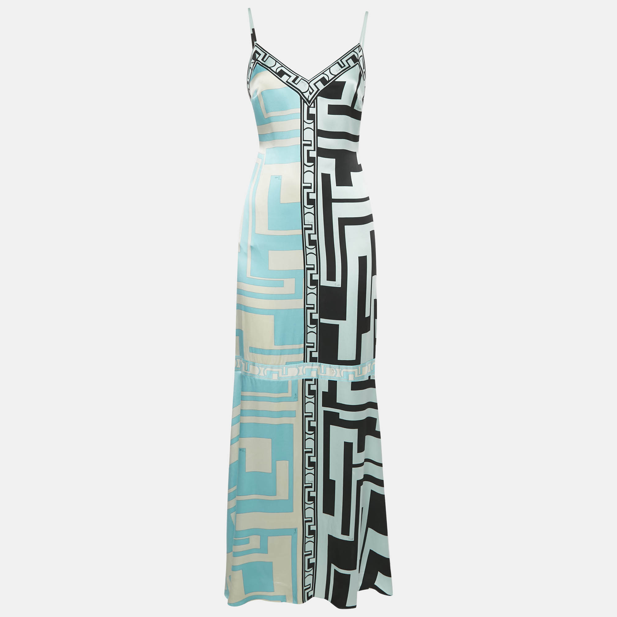 

Emilio Pucci Blue Printed Silk Sleeveless Maxi Dress S