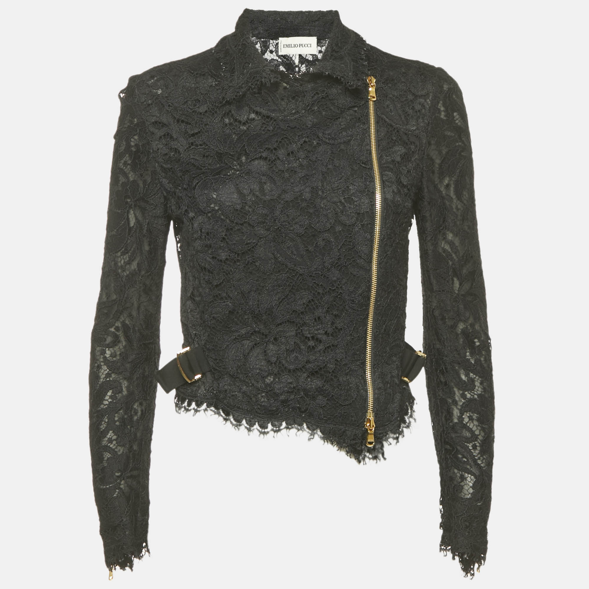 

Emilio Pucci Black Lace Zip-Up Jacket M