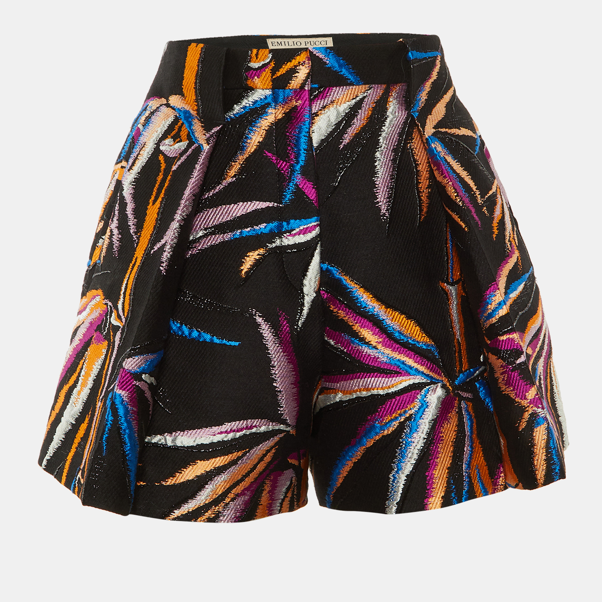 Pre-owned Pucci Black Lurex Jacquard Pleated Shorts S/m