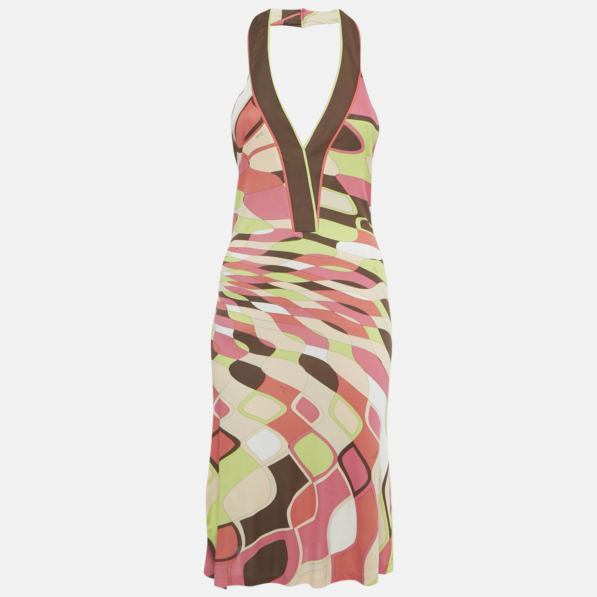 

Emilio Pucci Multicolor Printed Jersey Halter Neck Short Dress S