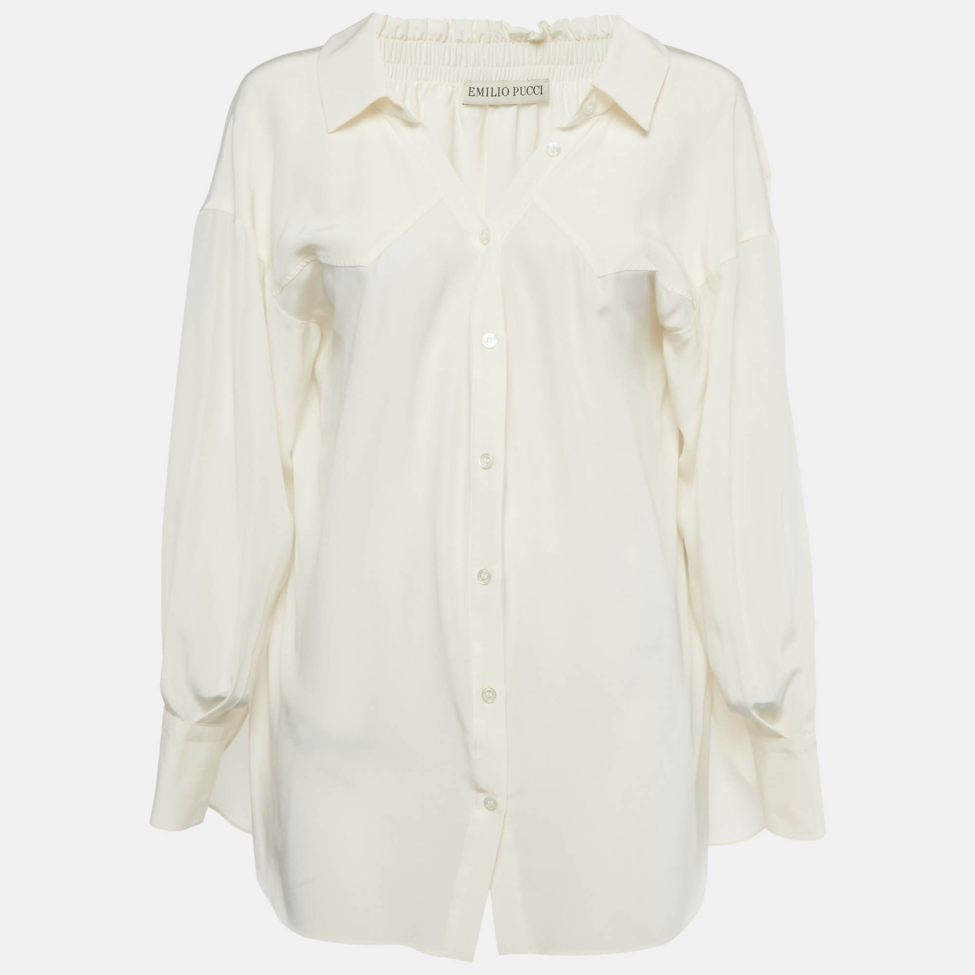 Pre-owned Pucci Off-white Silk Button Front Blouse M