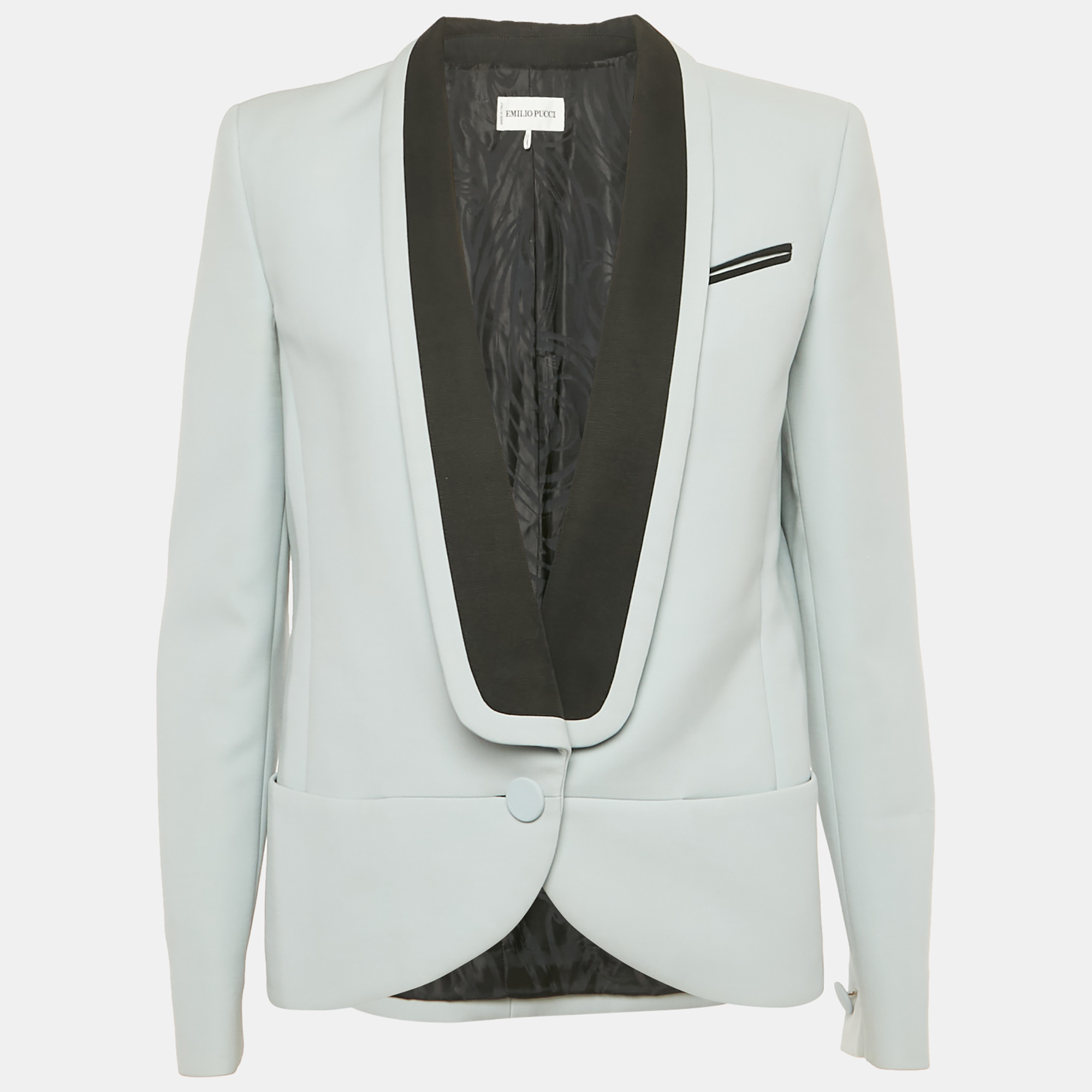 Pre-owned Pucci Light Blue Crepe Button Front Blazer M