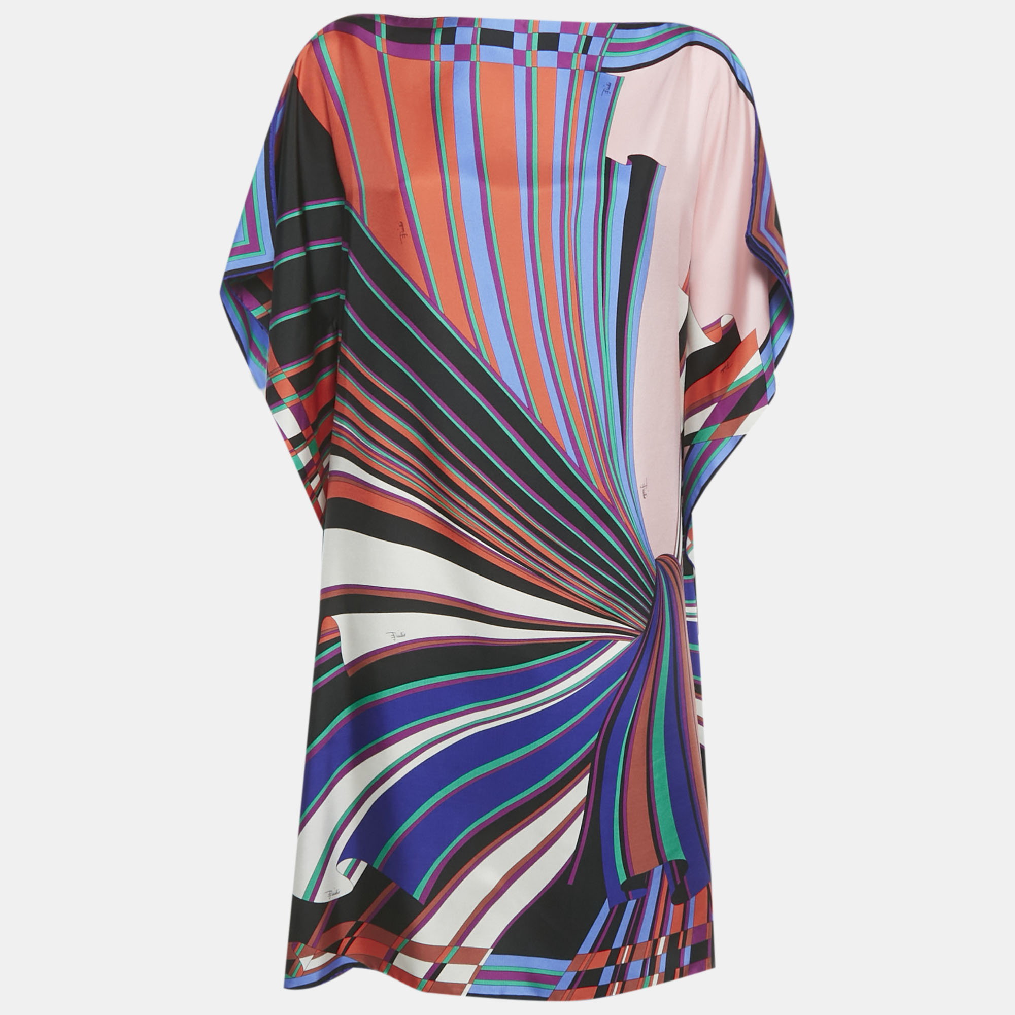 

Emilio Pucci Multicolor Printed Silk Kaftan Short Dress S