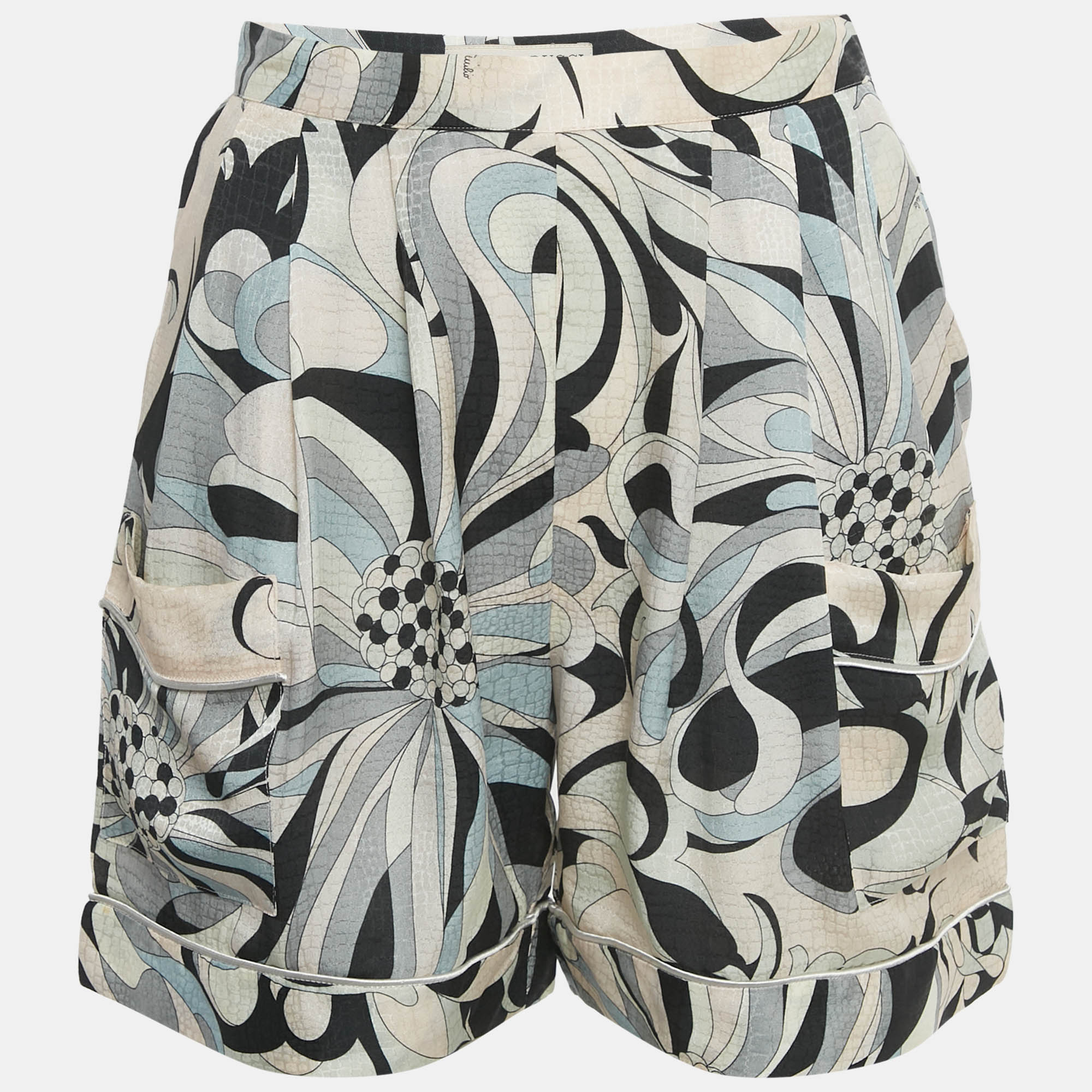 

Emilio Pucci Pink/Blue Printed Silk Shorts S