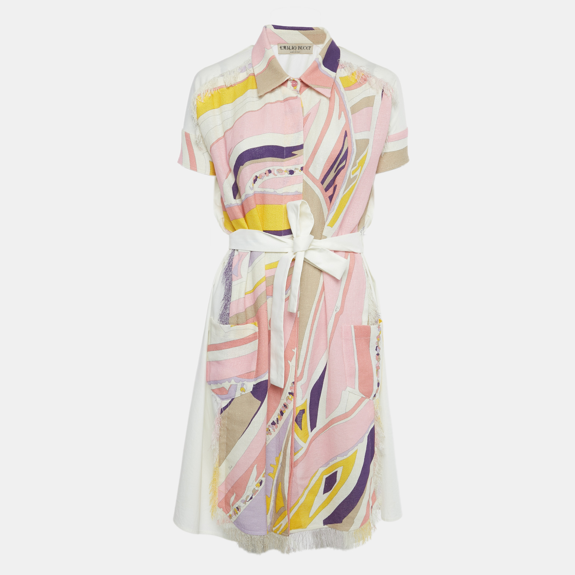 

Emilio Pucci Multicolor Printed Cotton & Linen Frayed Mini Dress M