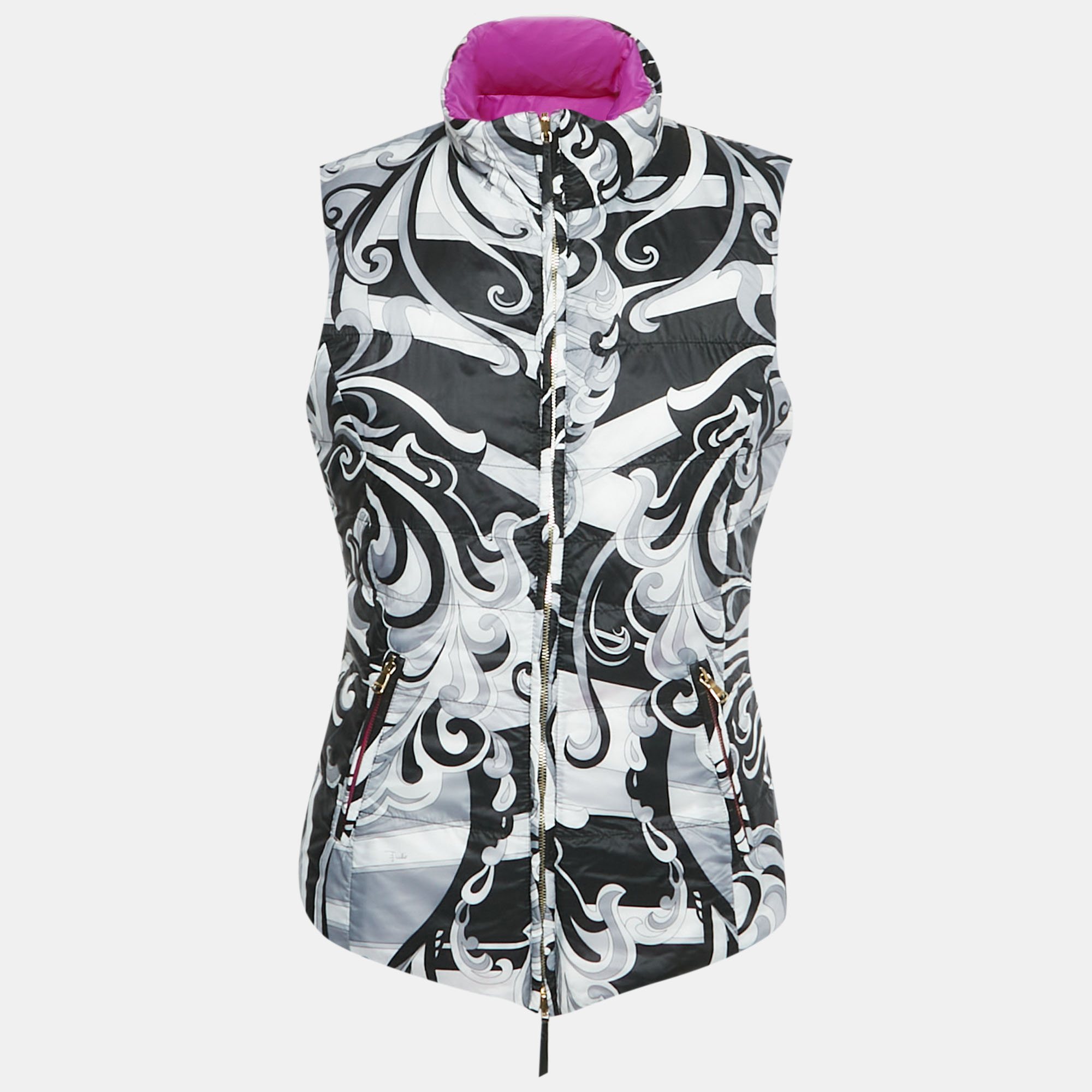 

Emilio Pucci Purple/Black Printed Nylon Down Vest M, Pink
