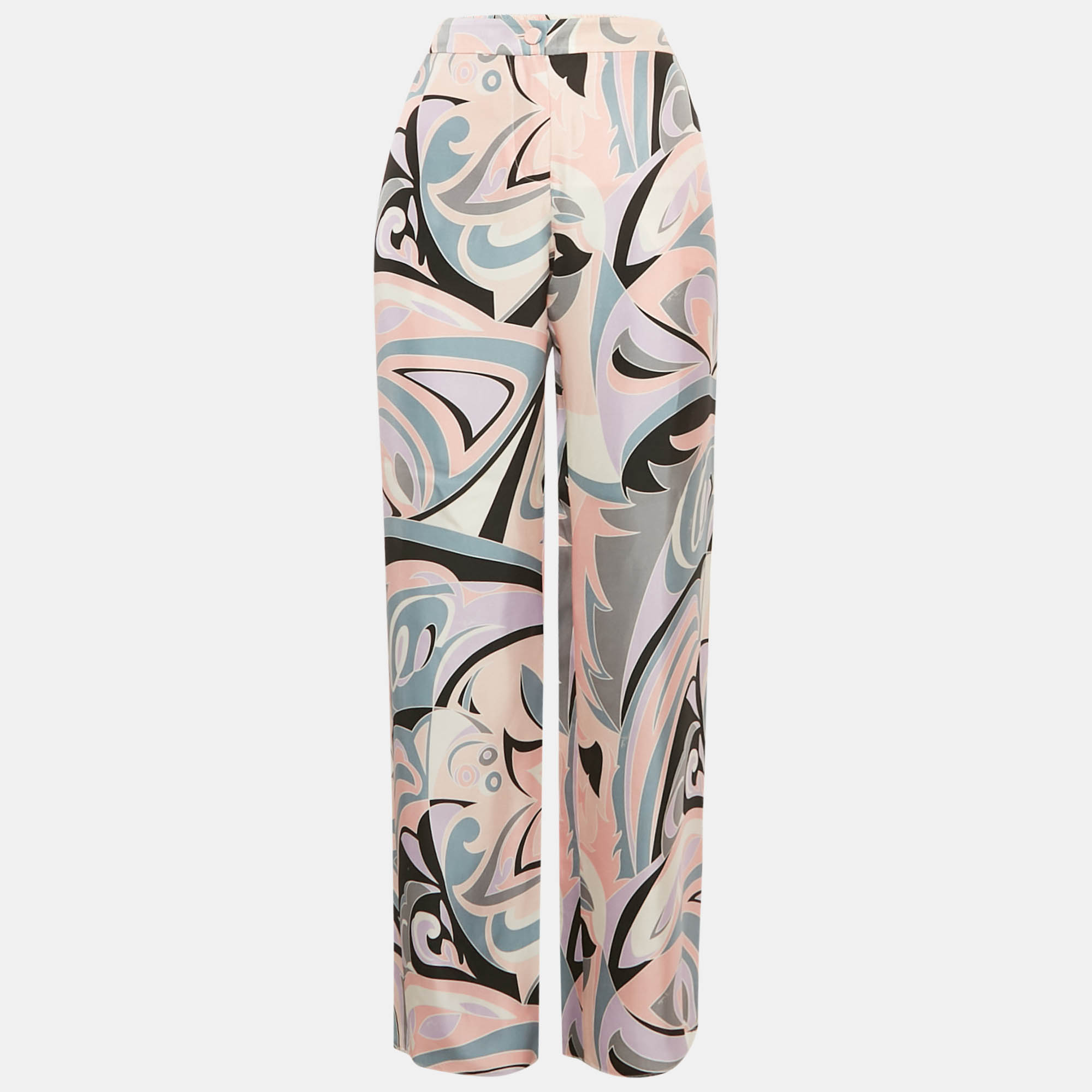 

Emilio Pucci Multicolor Print Silk Trousers M