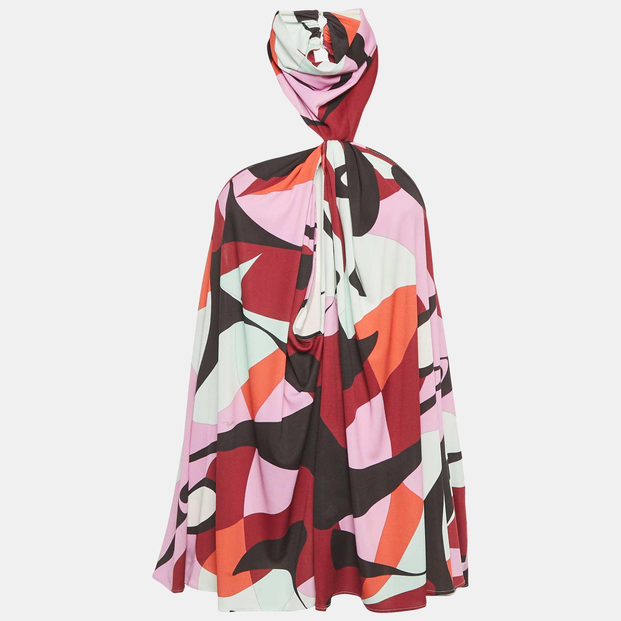 

Emilio Pucci Multicolor Print Jersey High Neck Top S