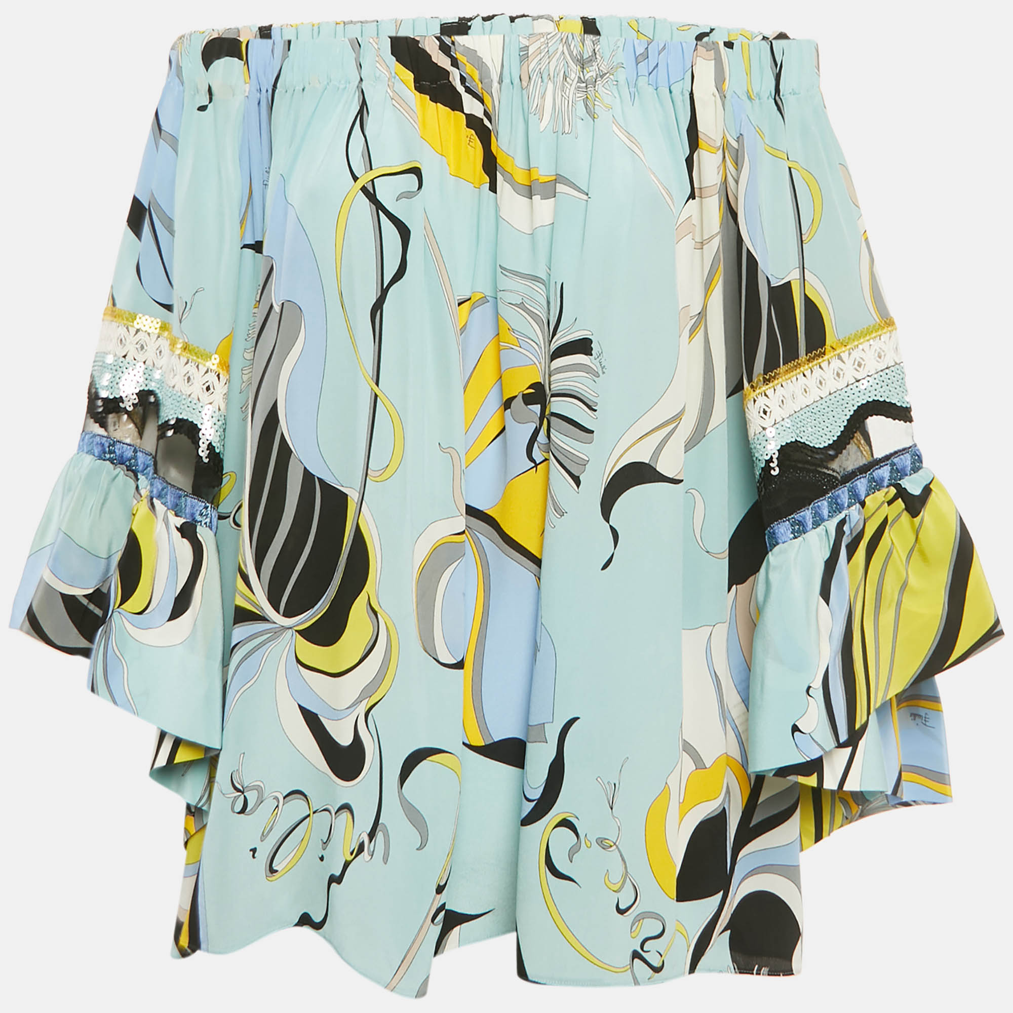 

Emilio Pucci Blue Printed Silk Blouse M