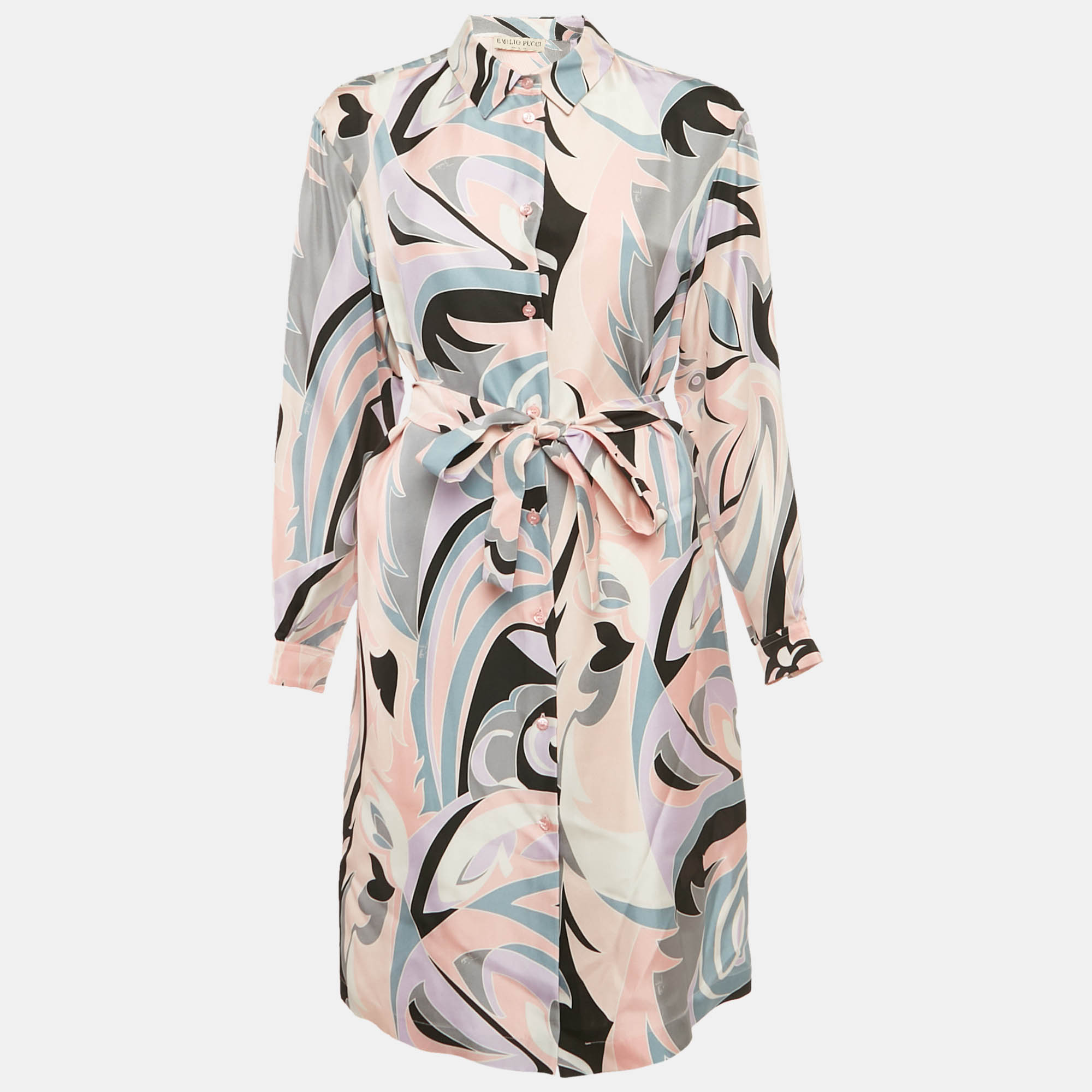 

Emilio Pucci Pink Printed Silk Shirt Dress M