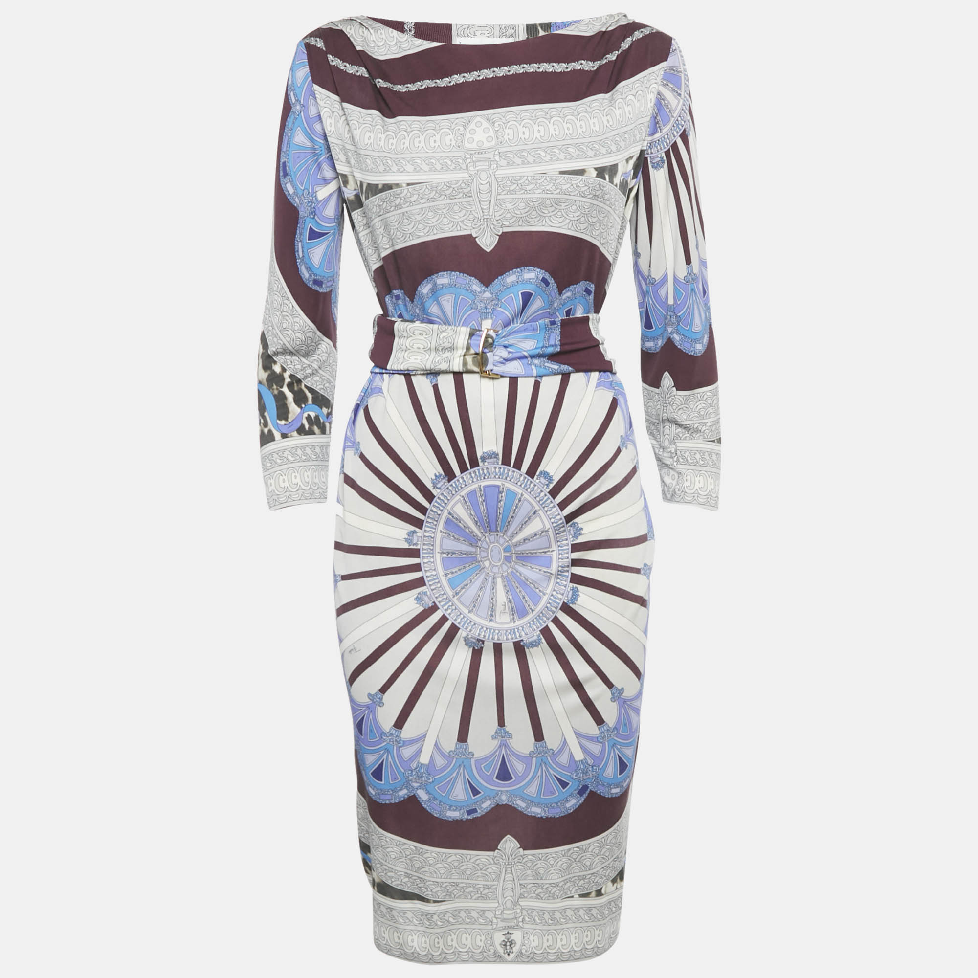 

Emilio Pucci Burgundy/Blue Printed Jersey Short Dress M