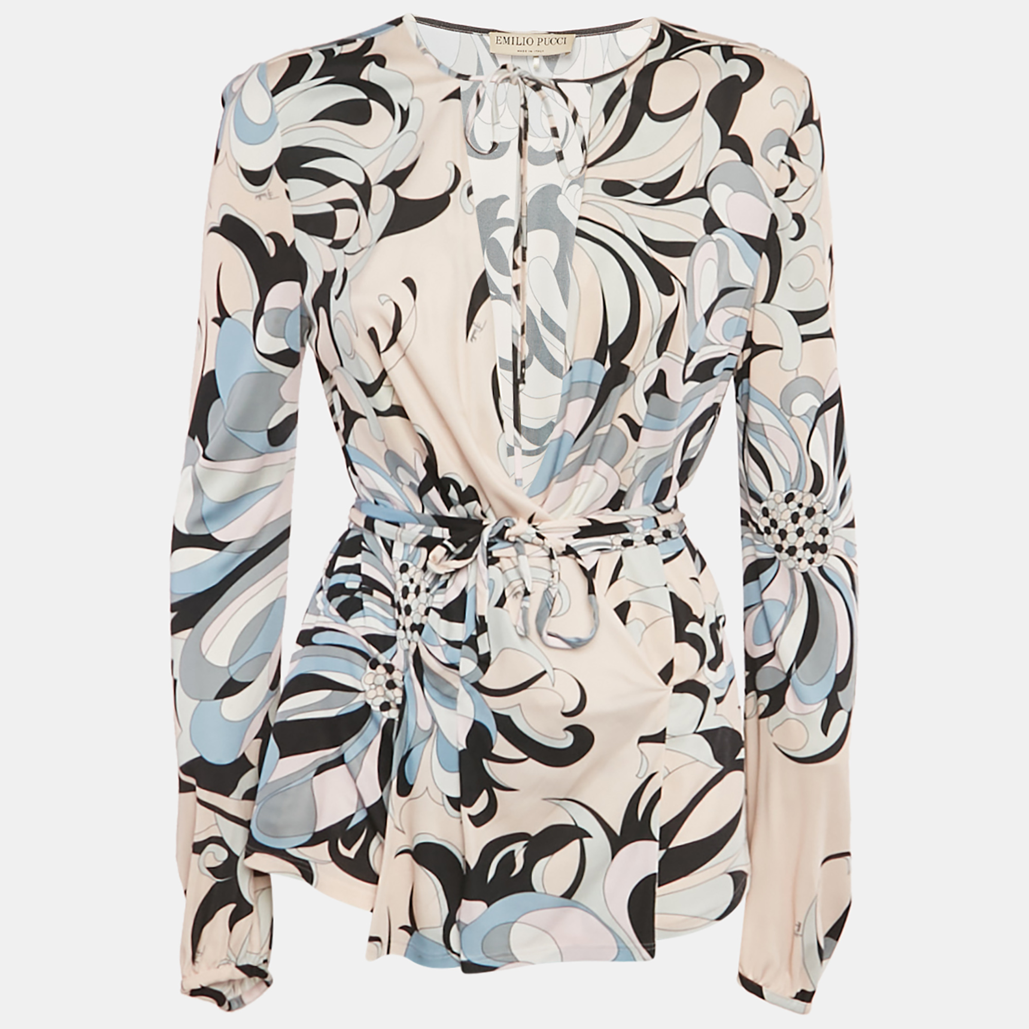 

Emilio Pucci Pink/Blue Printed Jersey Top L