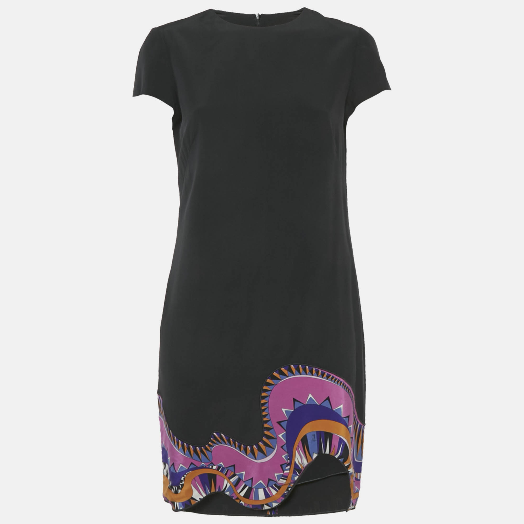 

Emilio Pucci Black Printed Silk Mini Dress M