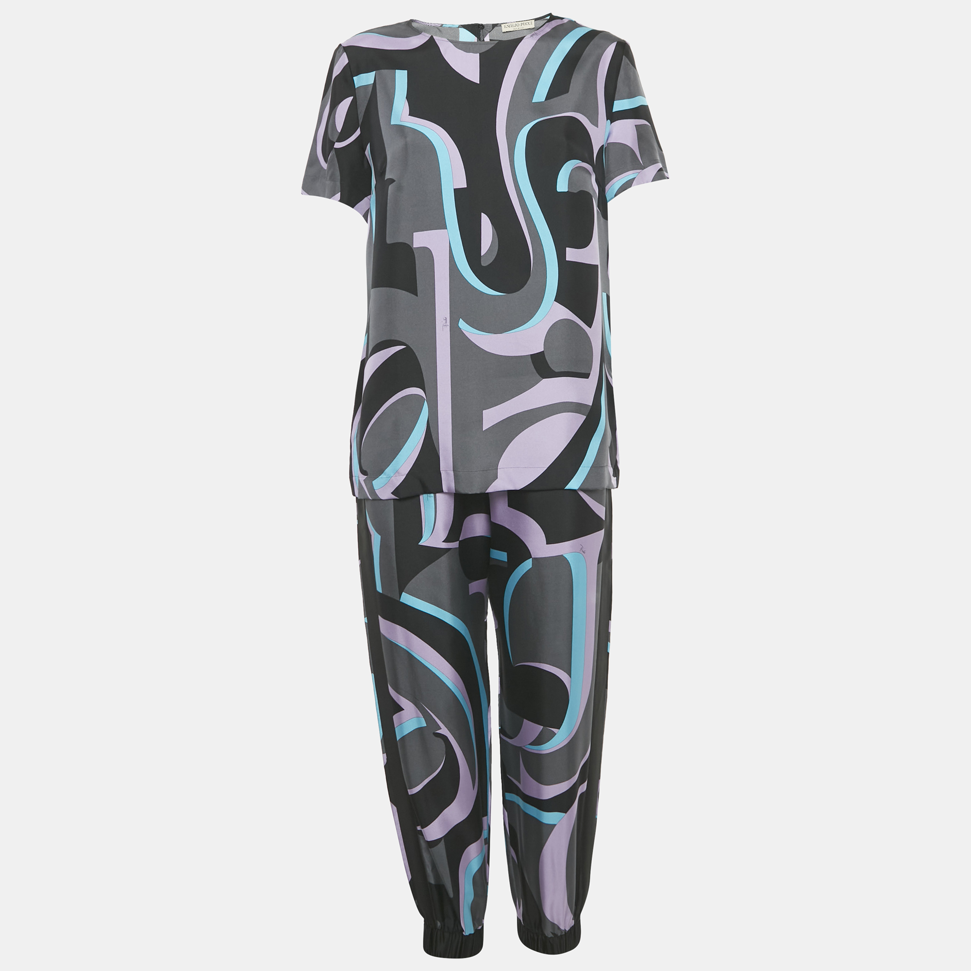 

Emilio Pucci Multicolor Patterned Silk Top & Joggers M