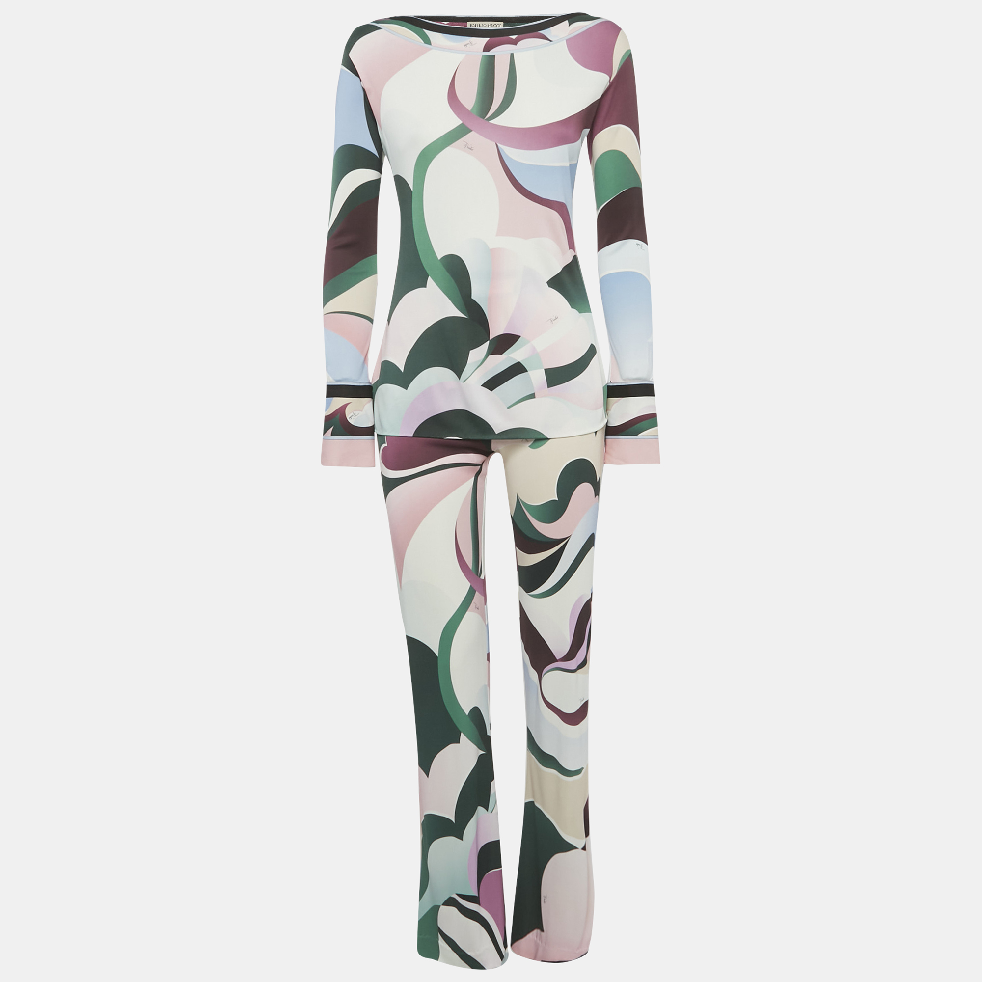 

Emilio Pucci Multicolor Patterned Silk Knit Top & Pants M