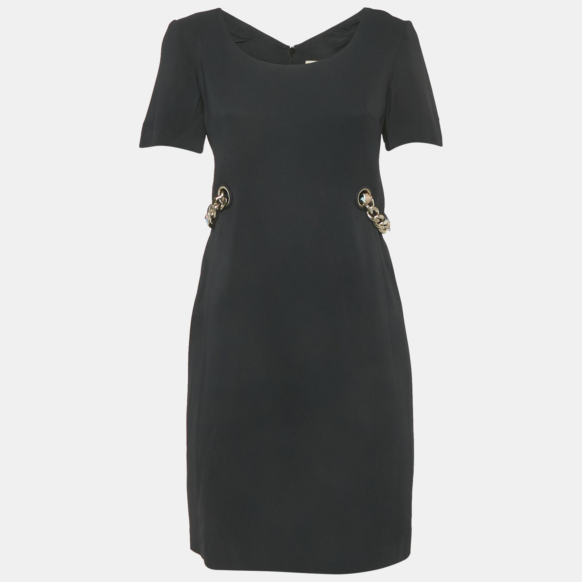 

Emilio Pucci Black Crepe Ribbon Details Mini Dress M