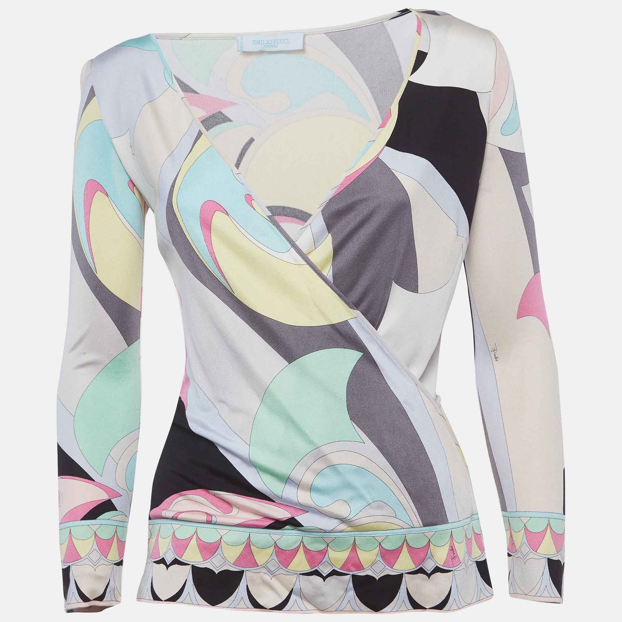 

Emilio Pucci Multicolour Abstract Pattern Stretch Long-Sleeved Top M, Multicolor