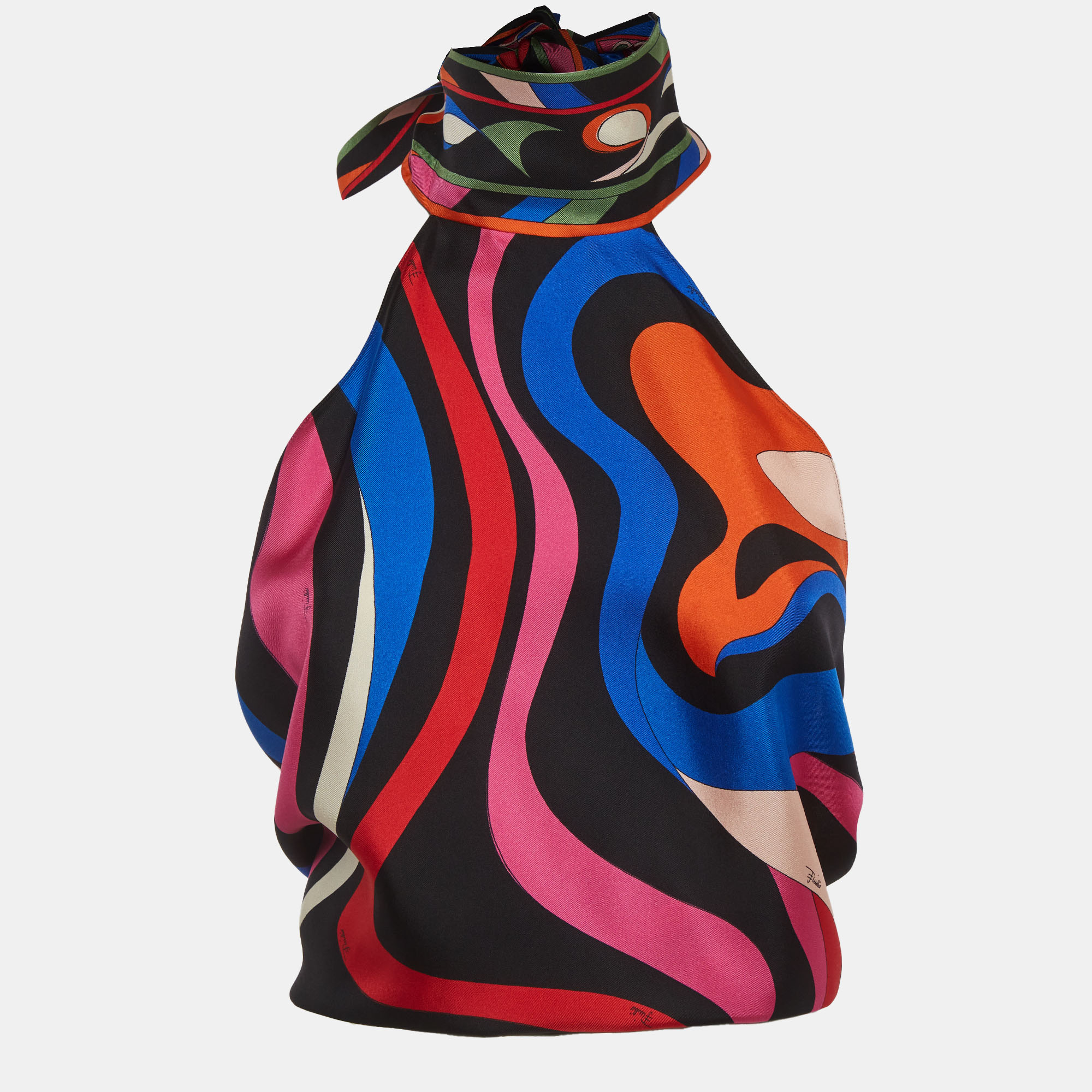 

Pucci Multicolor Printed Silk Halterneck Scarf Top (U)