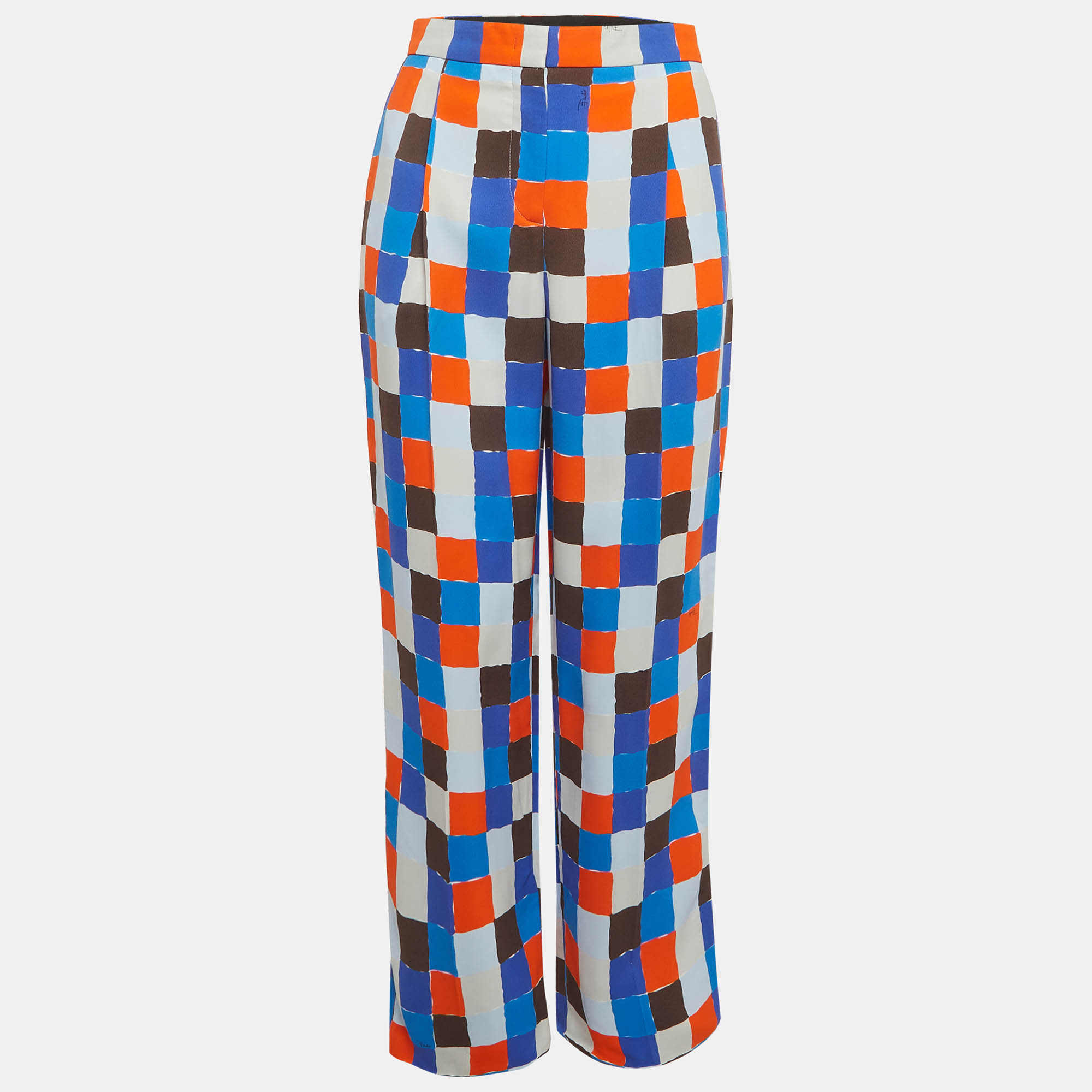 

Emilio Pucci Multicolour Quadratini Print Mid-Rise Trousers M, Multicolor