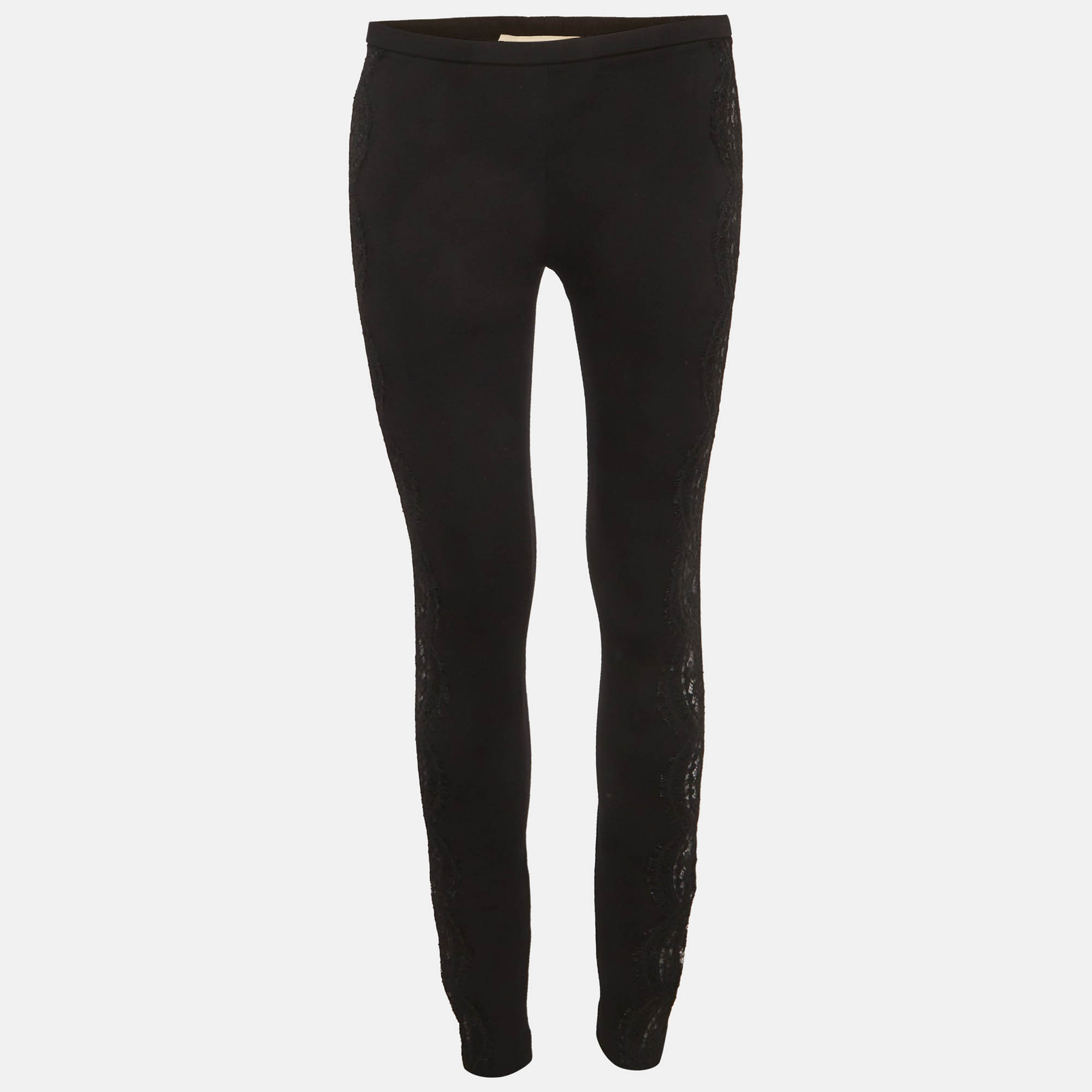 

Emilio Pucci Black Lace Trim Jersey Skinny Trousers M