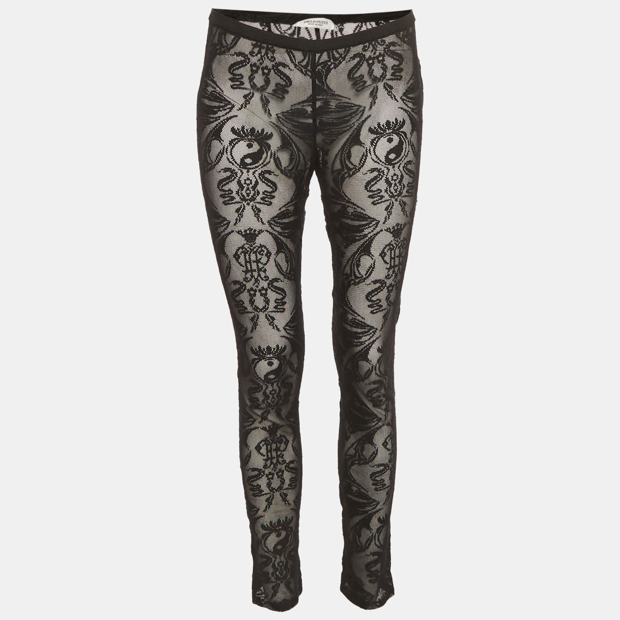 

Emilio Pucci Black Lace Straight Trousers S