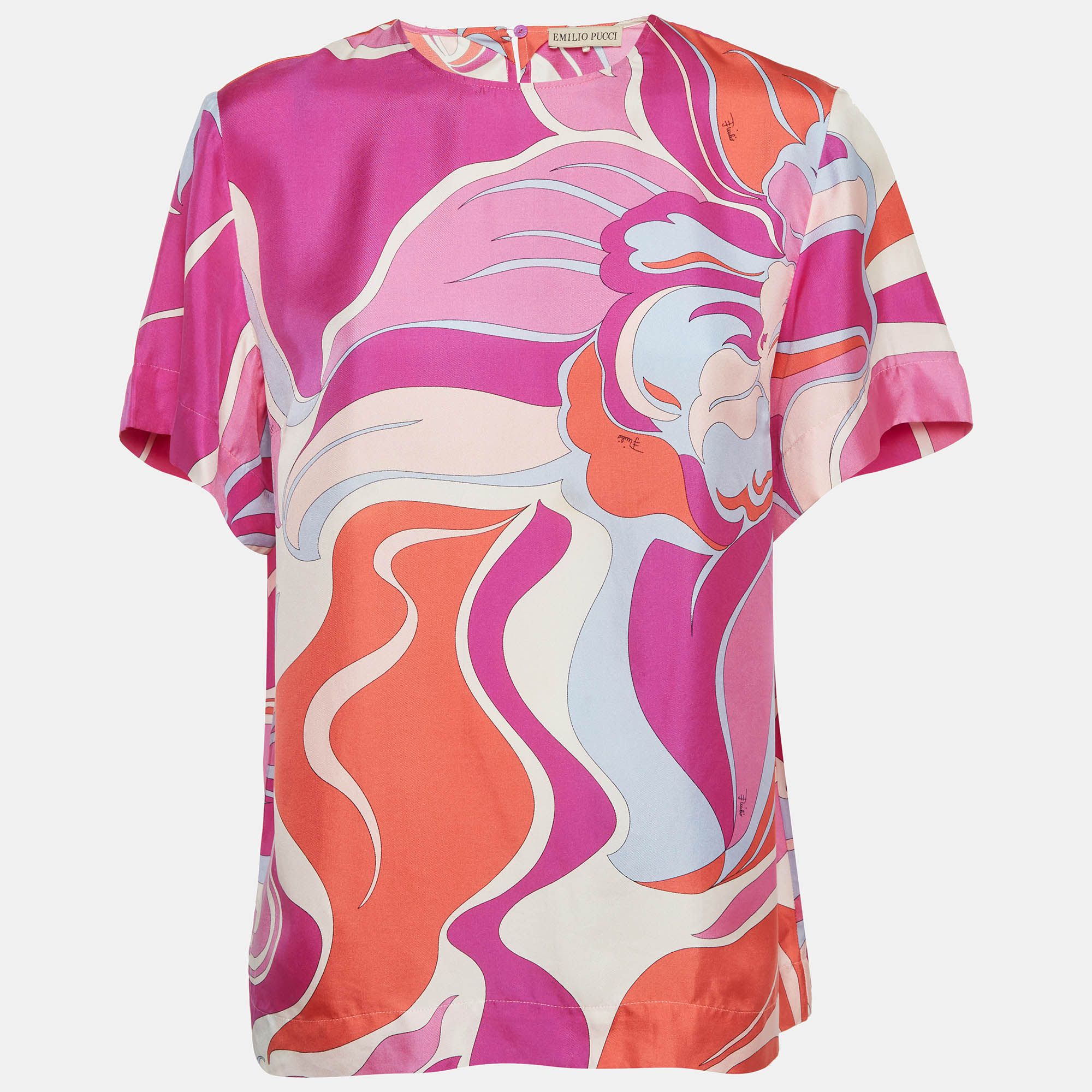 

Emilio Pucci Pink Printed Silk Top M