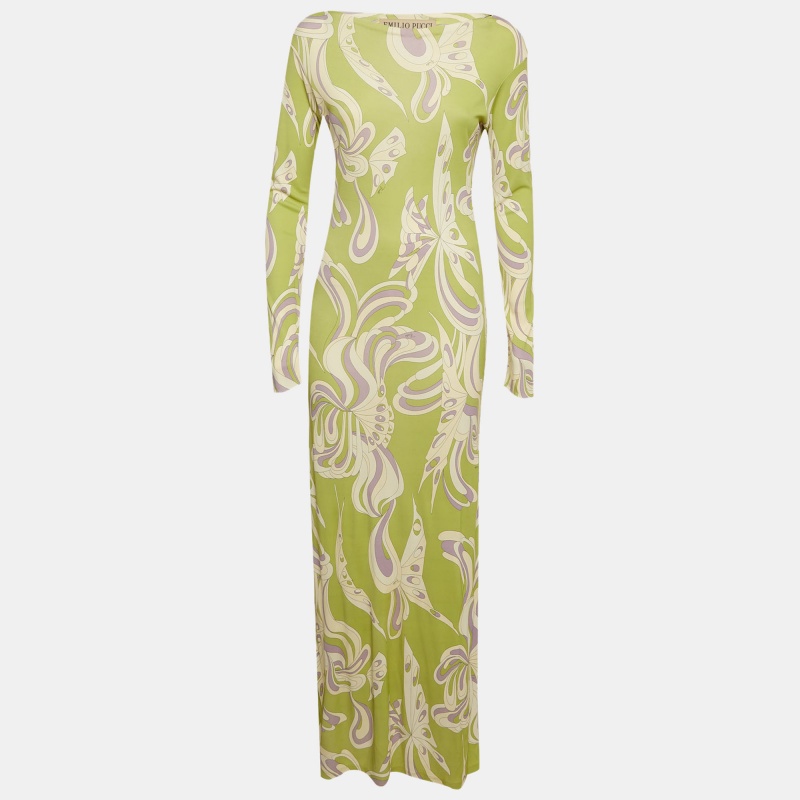 

Emilio Pucci Green Printed Jersey Maxi Dress S