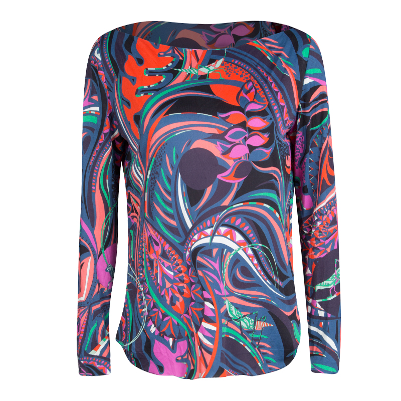 Pre Owned توب إيميليو بوتشي تريكو مطبوع متعدد الألوان M