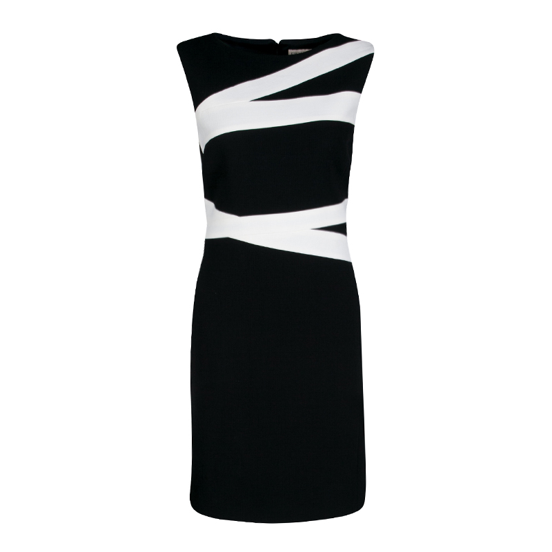 Emilio Pucci Monochrome Colorblock Sleeveless Wool Shift Dress M