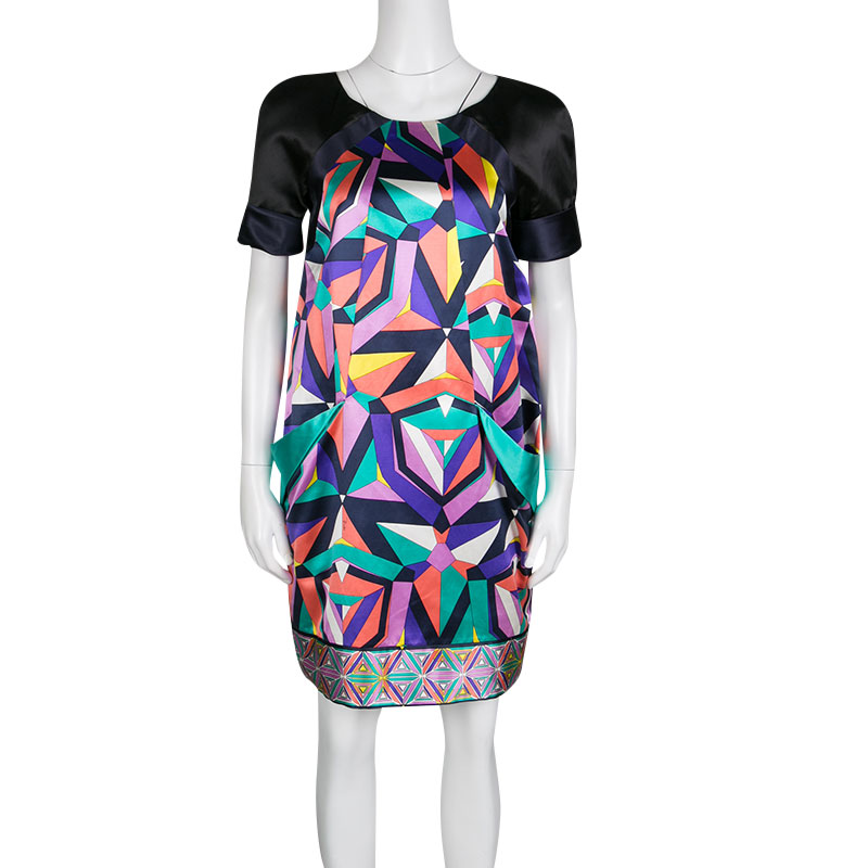 

Emilio Pucci Geometric Printed Satin Pocket Detail Shift Dress, Multicolor