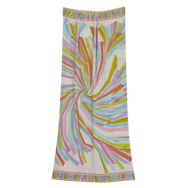 Pre Owned Emilio Pucci Blue Multi Print Maxi Skirt M