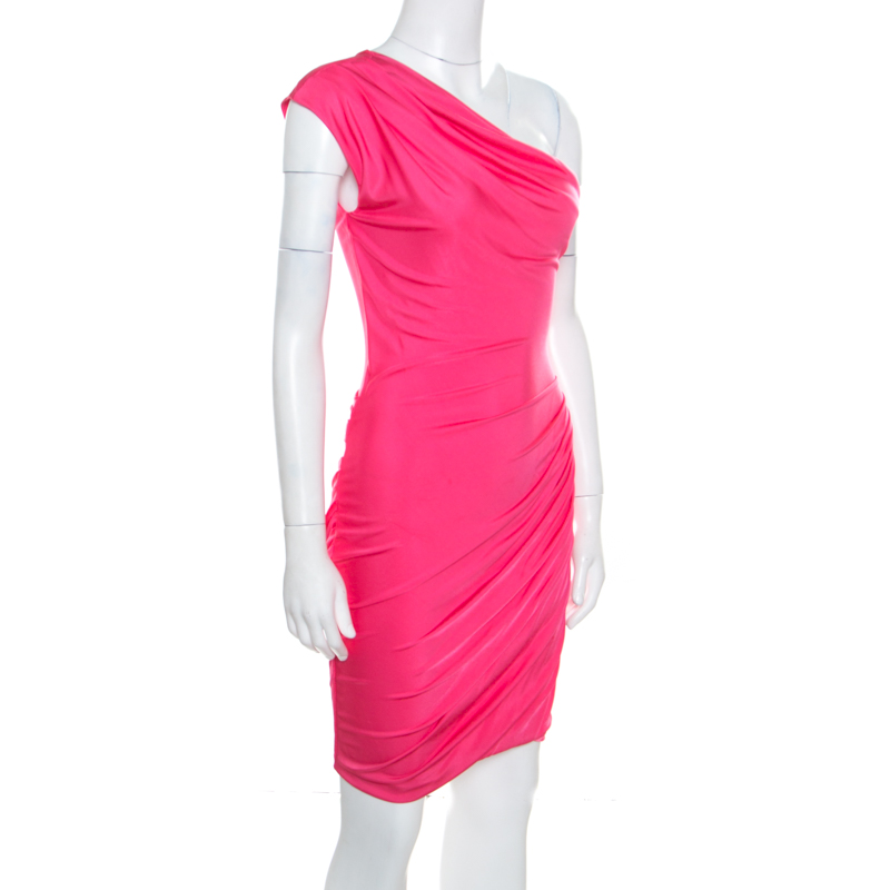 

Emilio Pucci Pink Knit Draped One Shoulder Dress