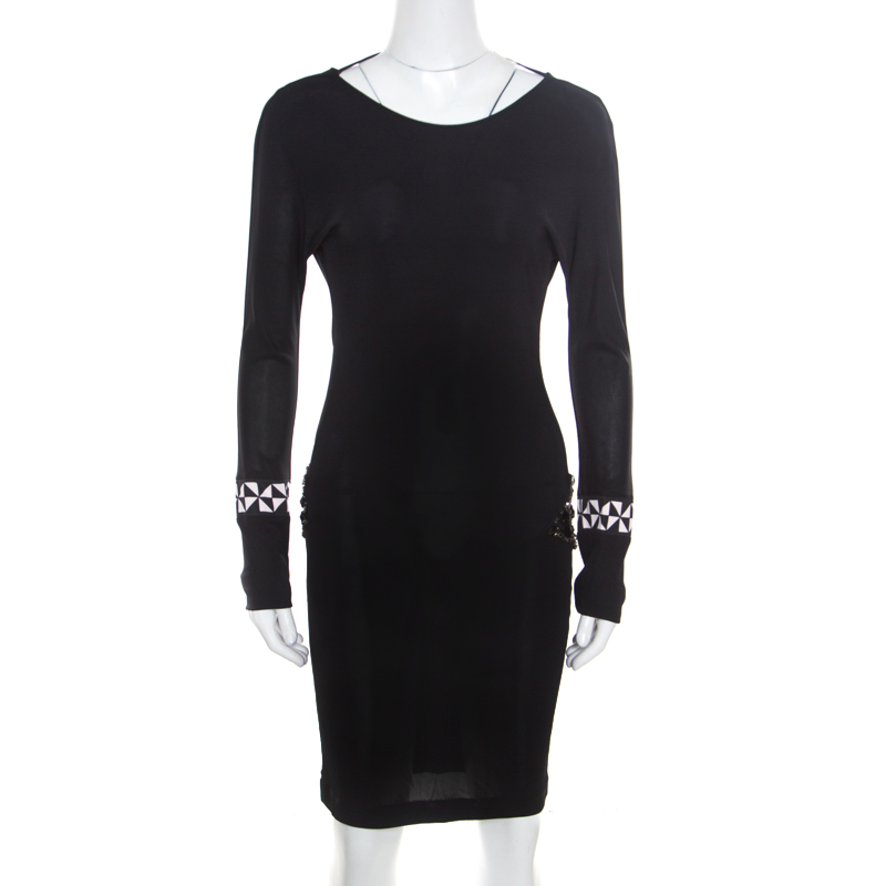

Emilio Pucci Black Knit Crystal Embellished Backless Sheath Dress S