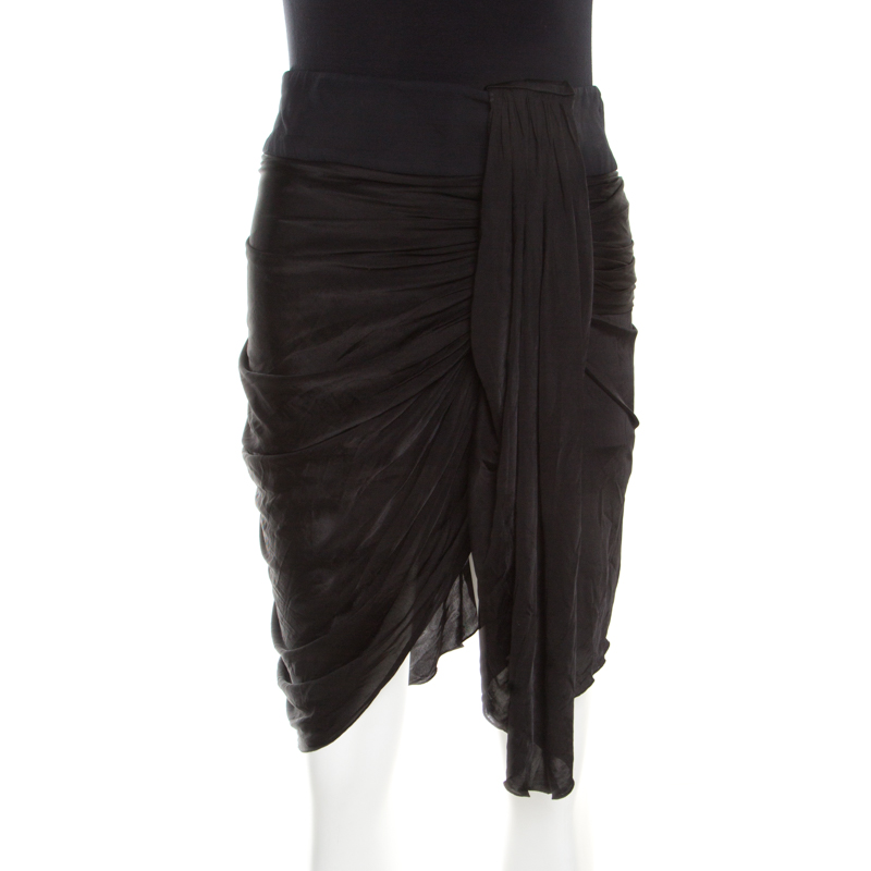 

Emilio Pucci Black Draped Jersey Asymmetric Mini Skirt