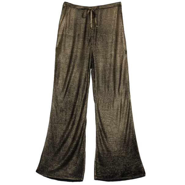 Emilio Pucci Metallic Ribbed Silk-jersey Pants Size L