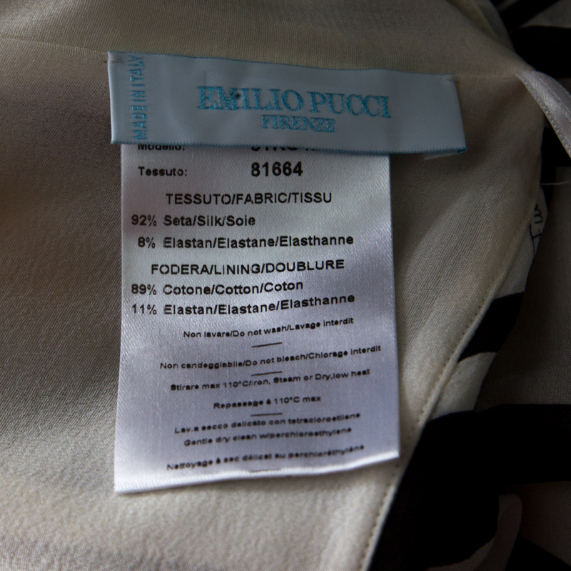 Pre-owned Emilio Pucci Monochrome Silk Chiffon Strapless Short Dress M In White