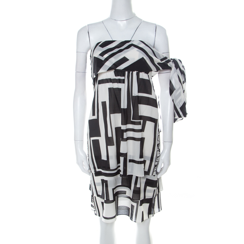 

Emilio Pucci Monochrome Silk Chiffon Strapless Short Dress, White