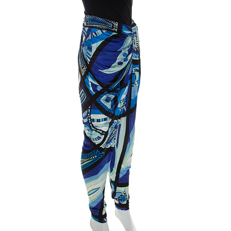 

Emilio Pucci Multicolor Printed Jersey Draped Pants