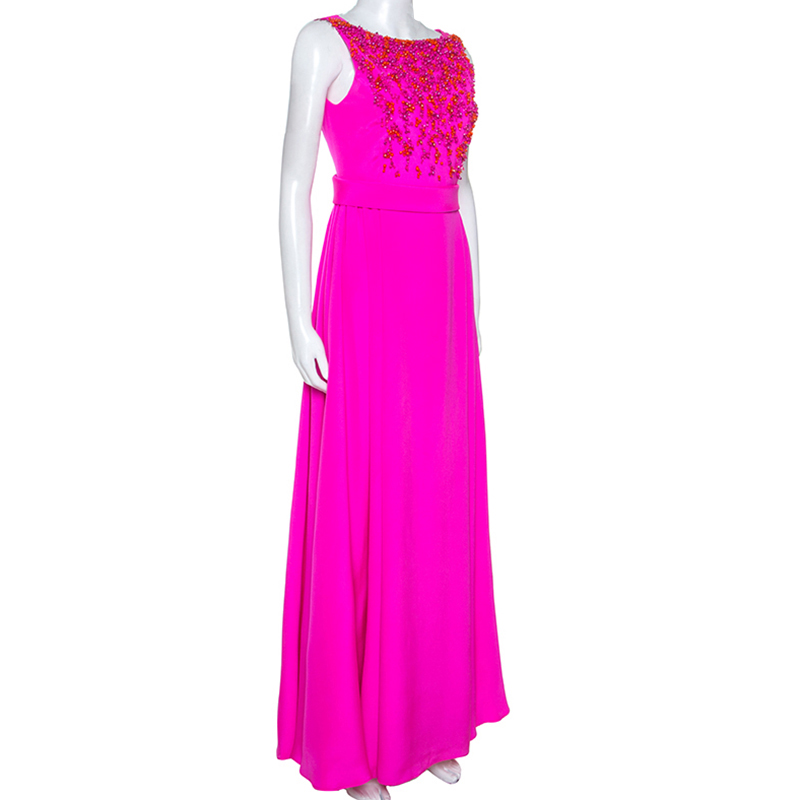 

Emilio Pucci Bright Pink Silk Embellished Bodice Sleeveless Gown