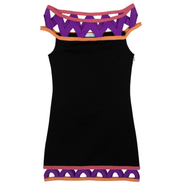Pre Owned Emilio Pucci Black Color Block Dress M