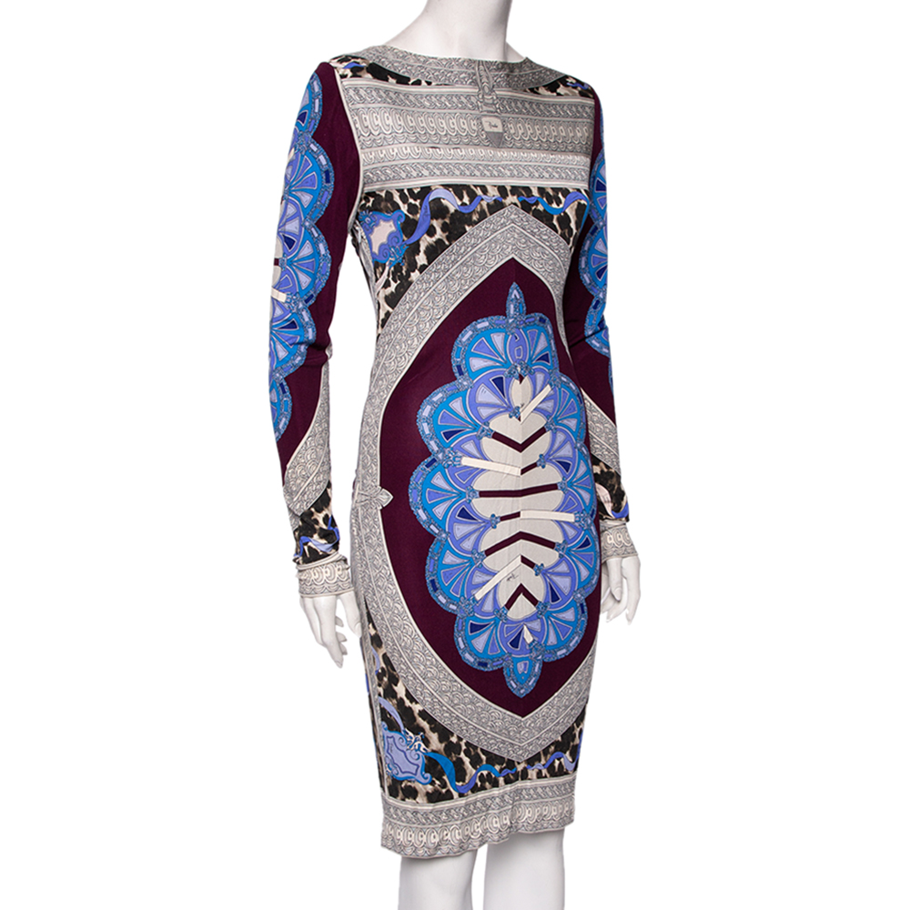 

Emilio Pucci Multicolored Printed Jersey Long Sleeve Dress, Multicolor