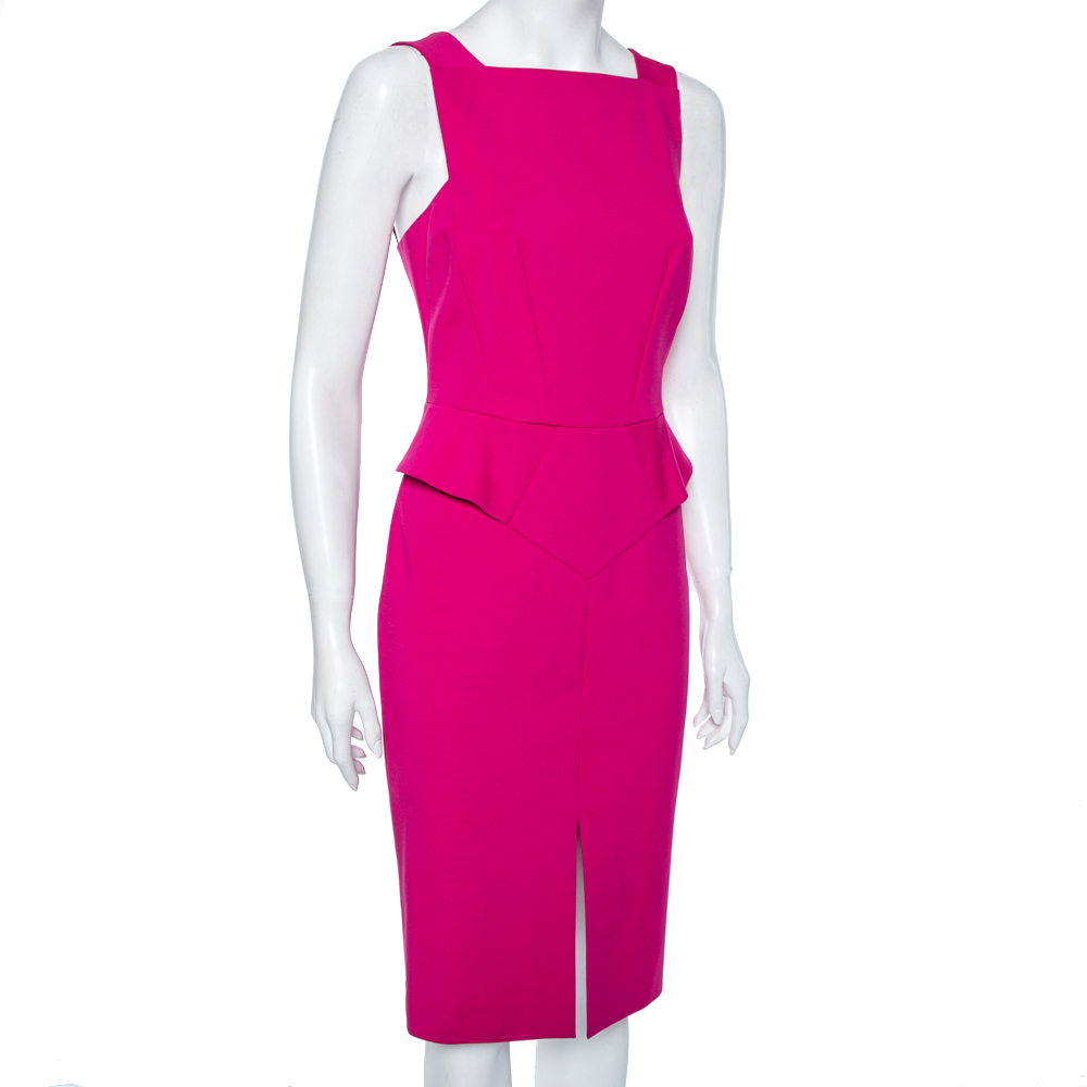 

Emilio Pucci Pink Crepe Peplum Detailed Sheath Dress