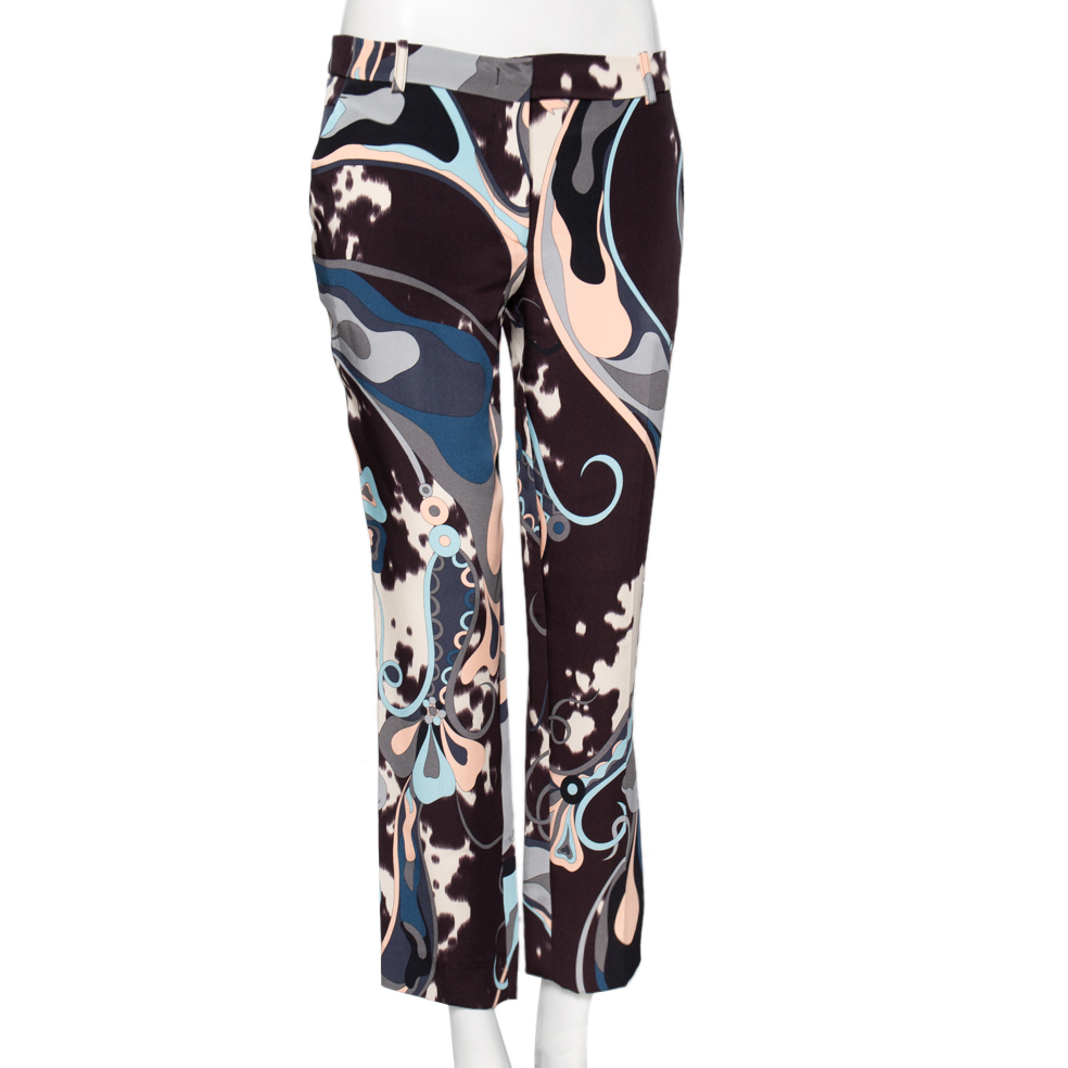 

Emilio Pucci Multicolor Printed Silk Cropped Pants